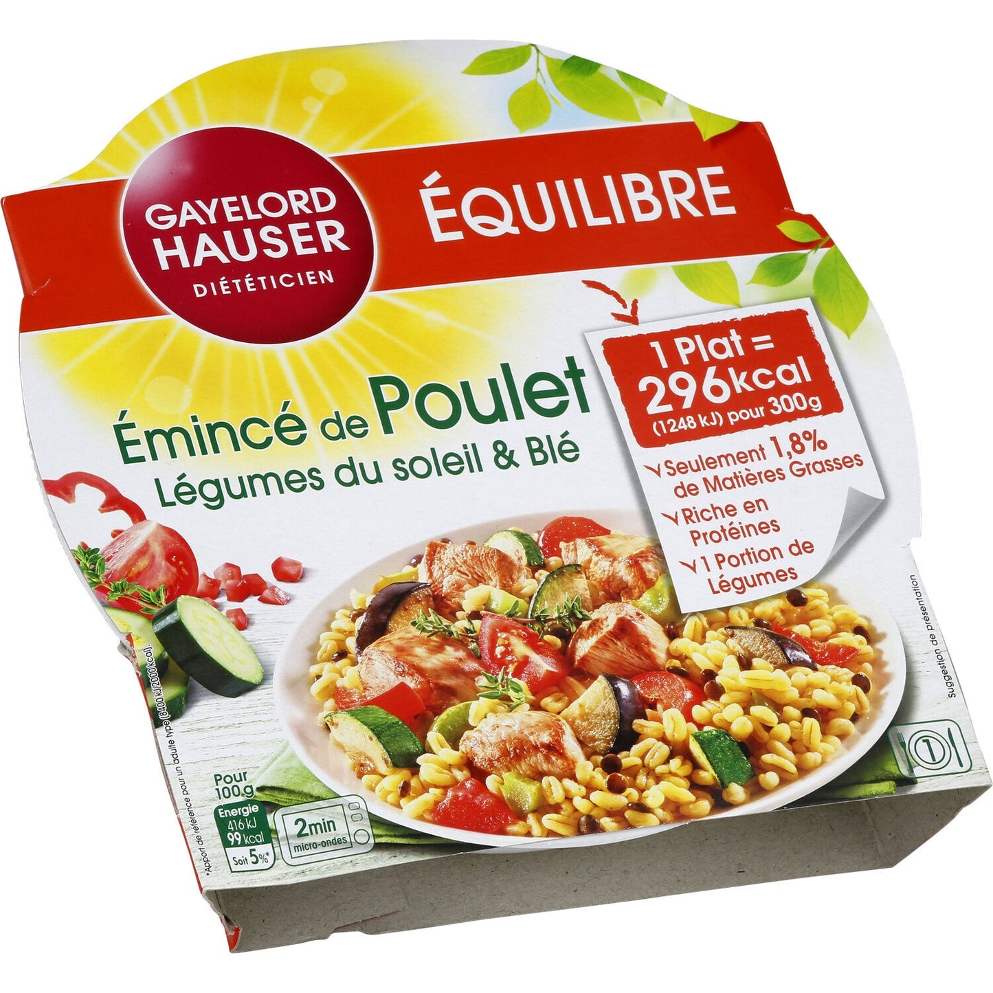 Plat Cuisiné Poulet, Blé, Légumes GAYELORD HAUSER
