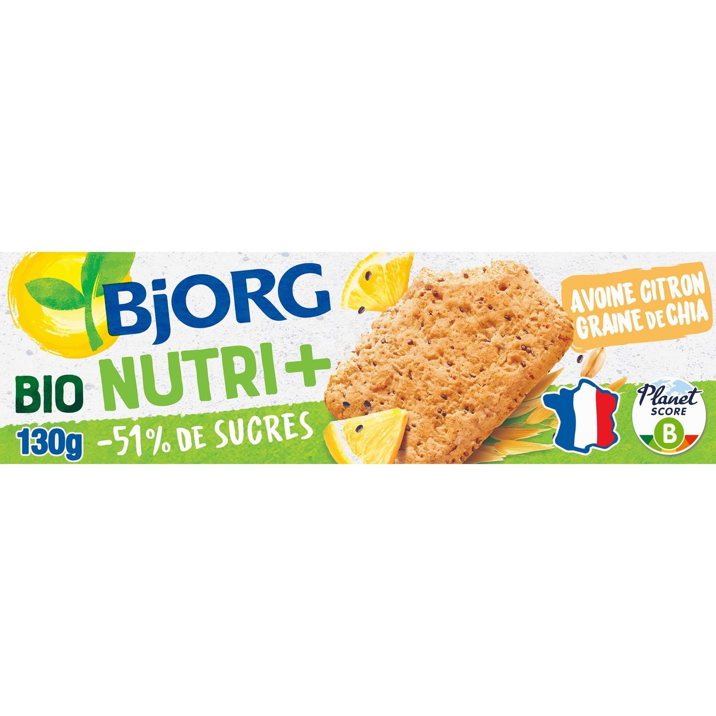 Biscuits Bio Avoine Citron et Graines de Chia BJORG Le paquet de 130g