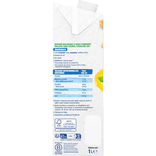 Boisson Végétale Lait d'Amande Grillée Bio BJORG