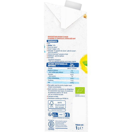 Boisson Végétale Bio Lait d'Avoine Cacao BJORG