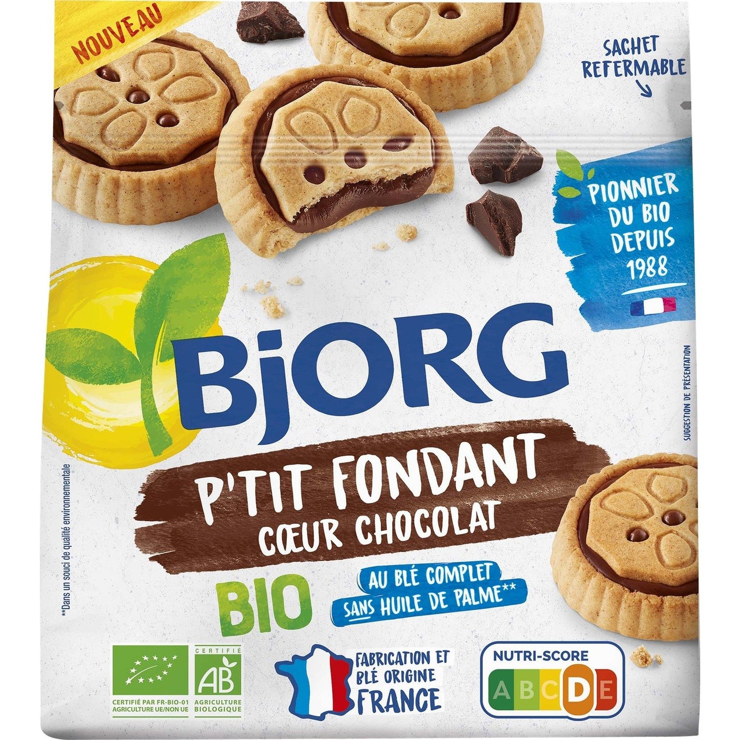 Biscuit Bio Petit Fondant Cœur Chocolat BJORG Le paquet de 180g