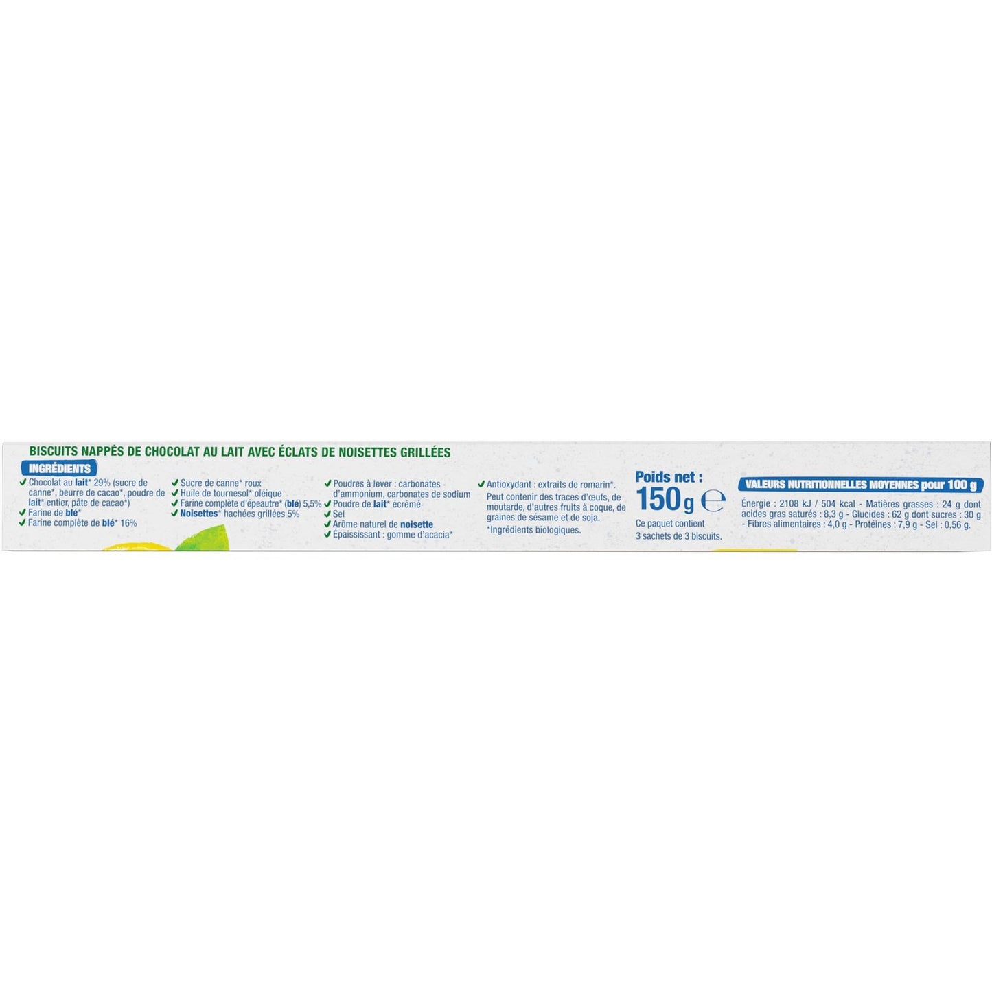 Biscuits Bio Nappé Chocolat au Lait Noisettes BJORG