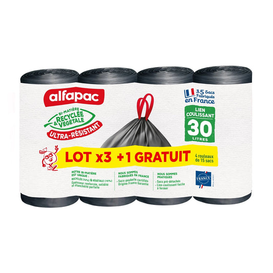 Sac Poubelle Coulissant 30l  15 Sacs ALFAPAC