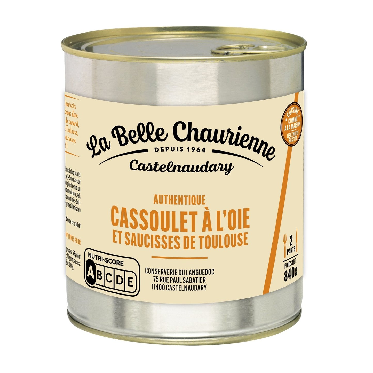 Plat Cuisiné Cassoulet au Confit d'Oie LA BELLE CHAURIENNE la boite de 840 g