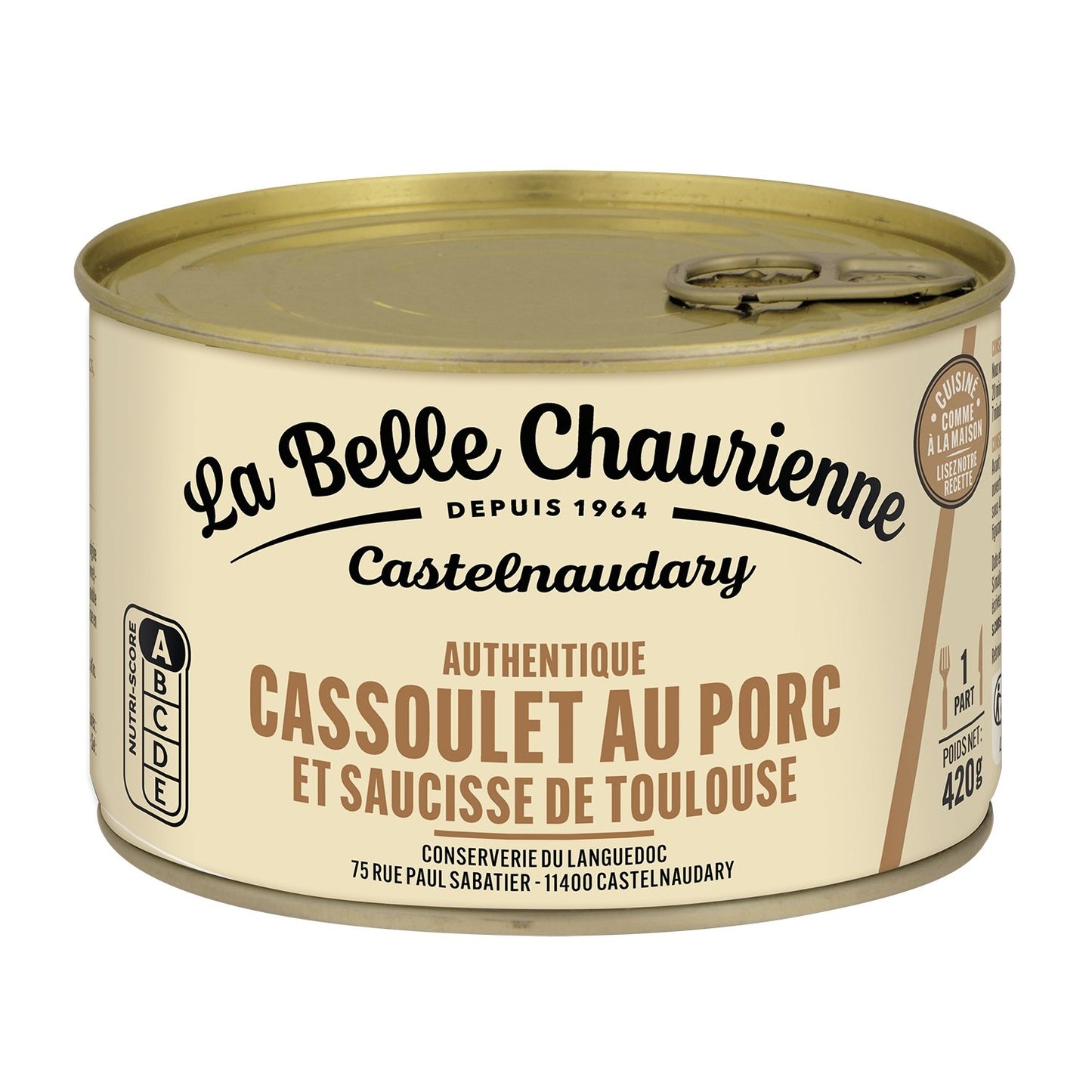 Plat Cuisiné Cassoulet au Porc LA BELLE CHAURIENNE la boite de 420g
