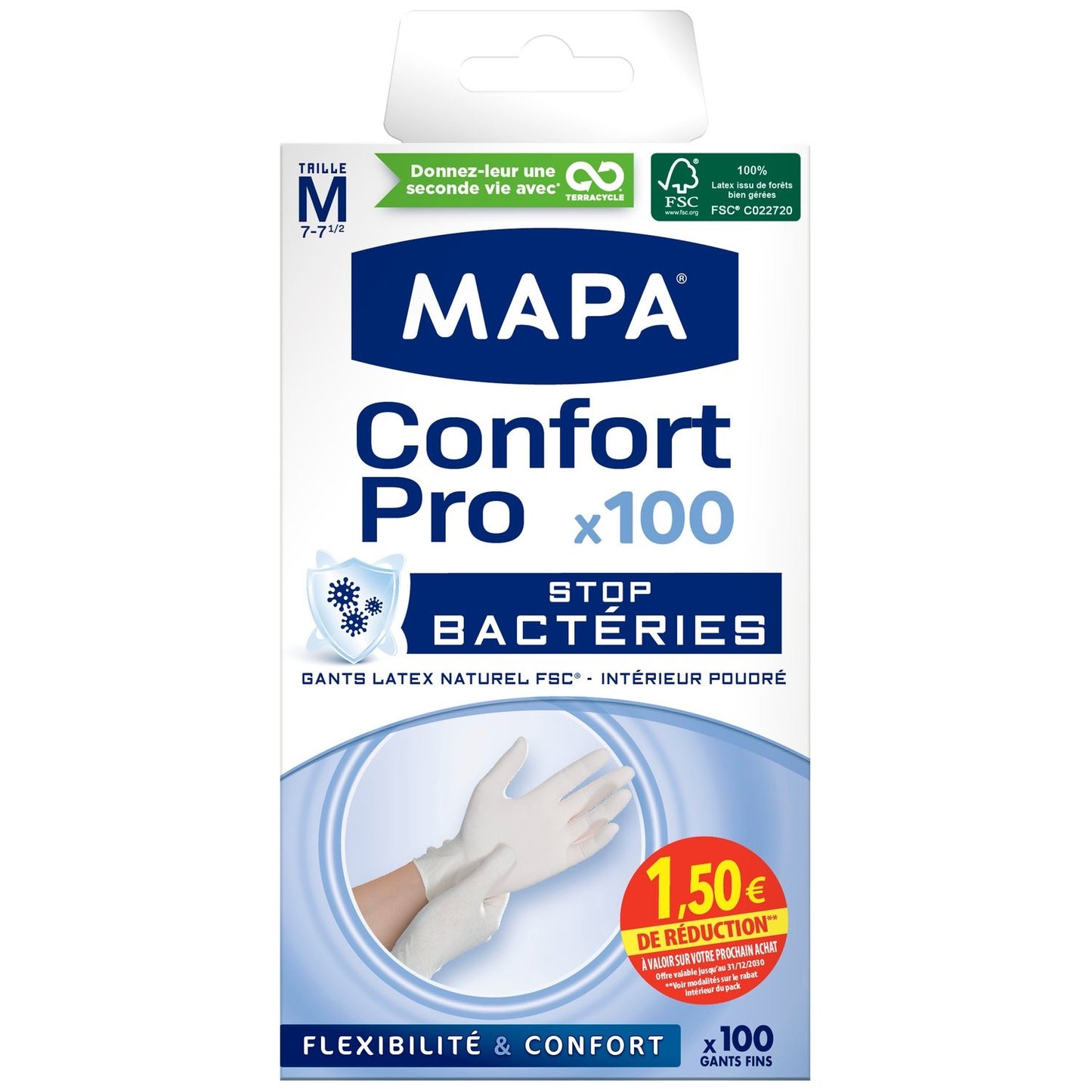 Gants Latex Taille M 7-7 1/2 MAPA la boite de 100