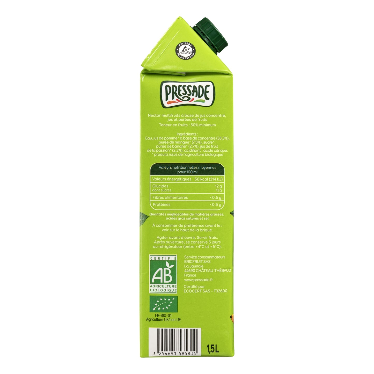 Organic Fruit Juice Nectar Mango Passion PRESSADE