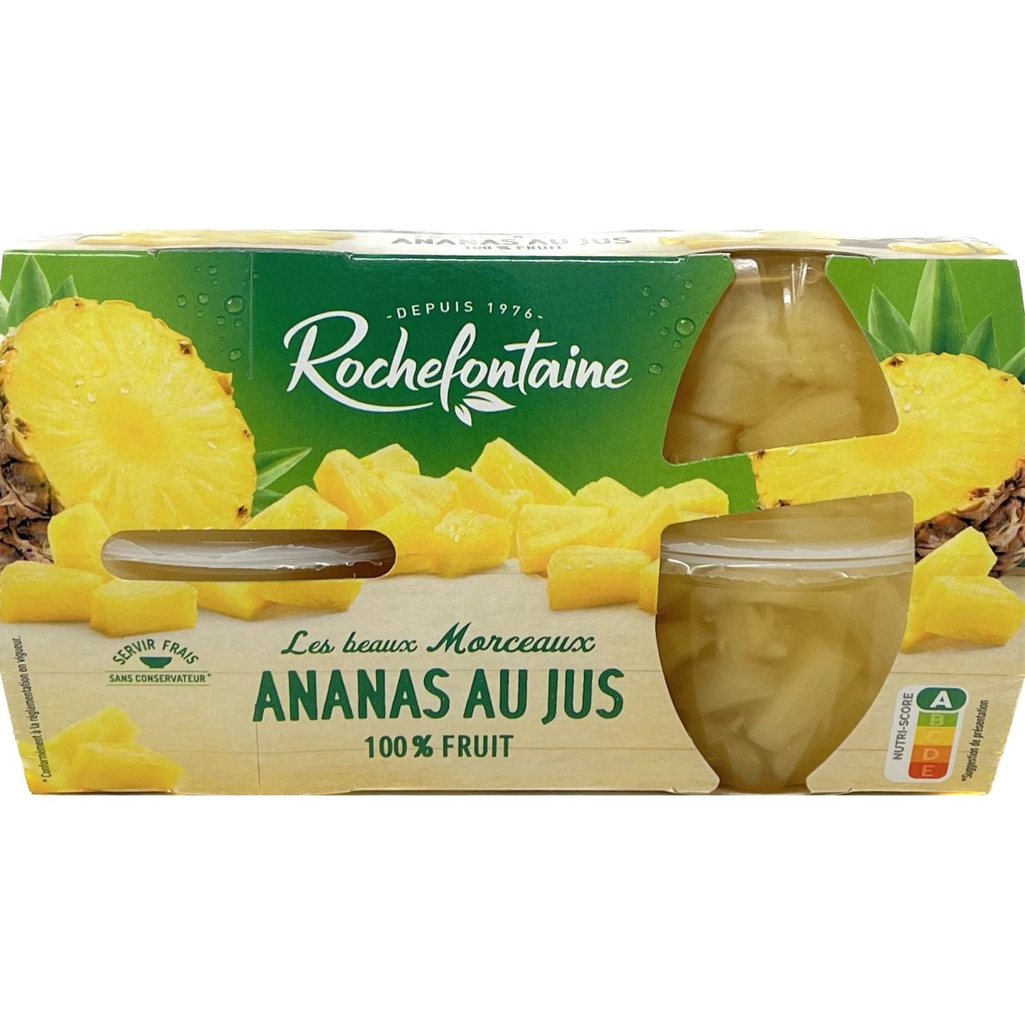 Fruits au Sirop Ananas au Jus ROCHEFONTAINE le paquet de 4