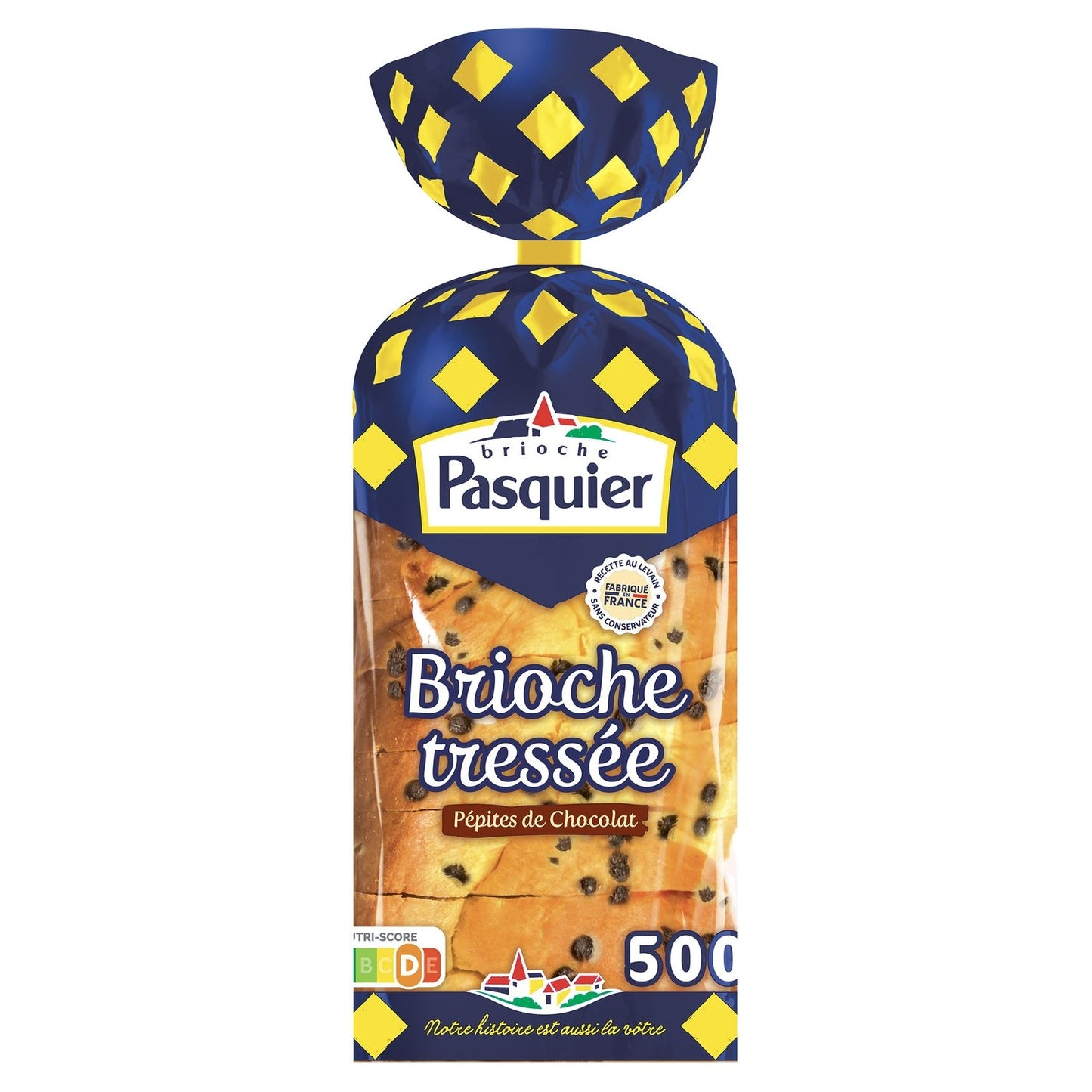 Brioche Tressée Tranchée Pépites de Chocolat PASQUIER la brioche de 500g