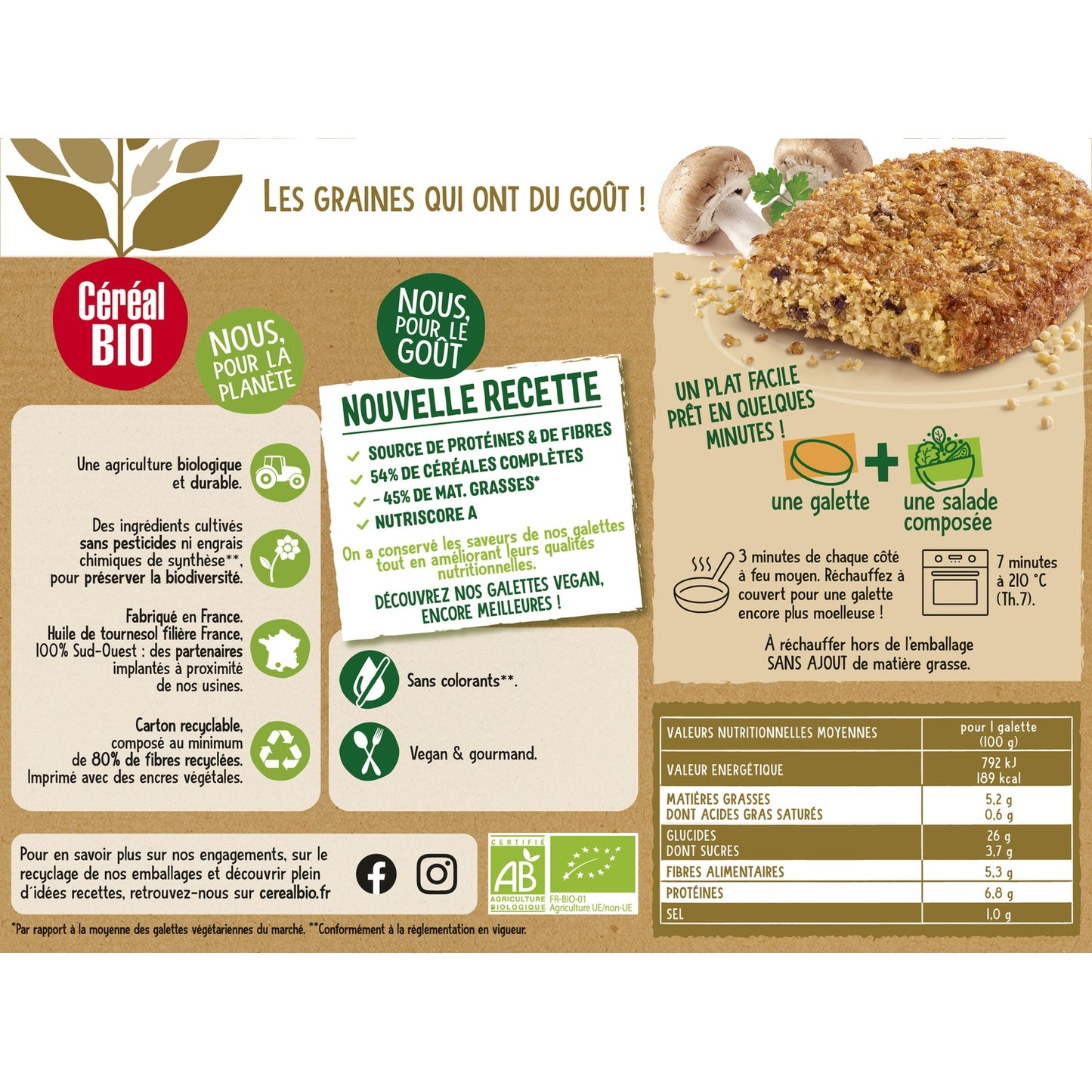 Galettes Boulgour et Millet aux Champignons Bio CEREAL BIO