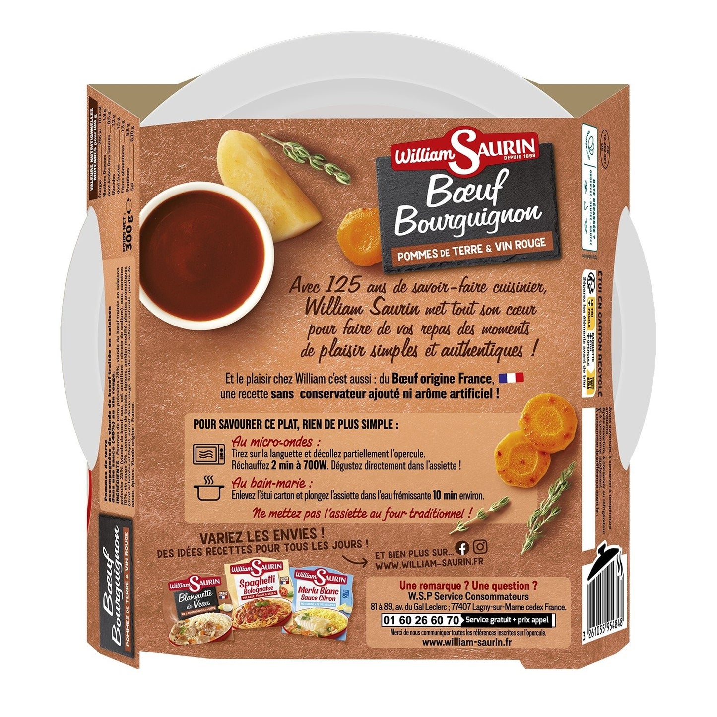 Ready Meal: Blanquette of Beef Bourguignon and Potatoes WILLIAM SAURIN