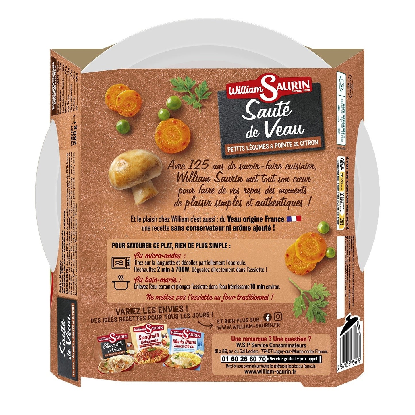 Ready Meal Sautéed Veal and Vegetables WILLIAM SAURIN