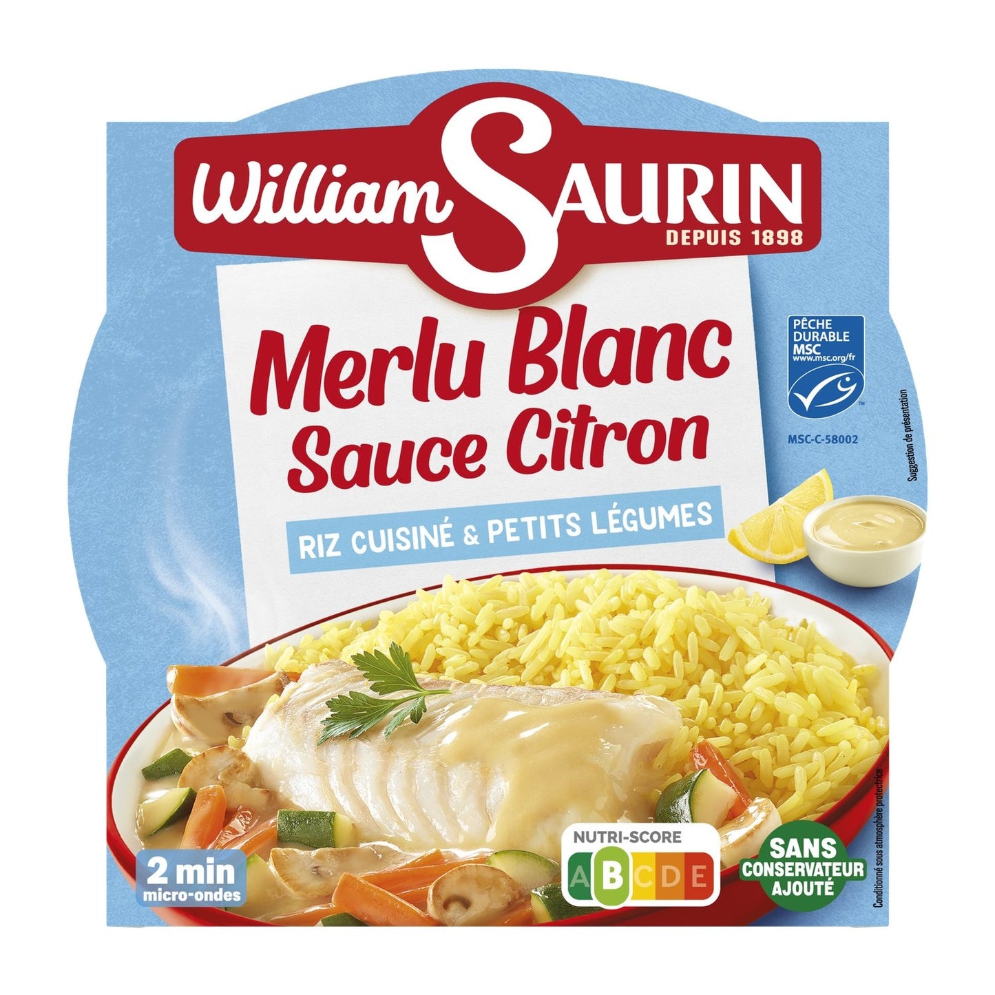 Ready Meal White Hake with Lemon Sauce and Rice WILLIAM SAURIN