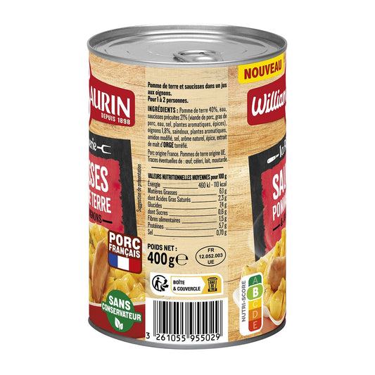 Saucisses et Pomme de Terres et Jus aux Oignons WILLIAM SAURIN