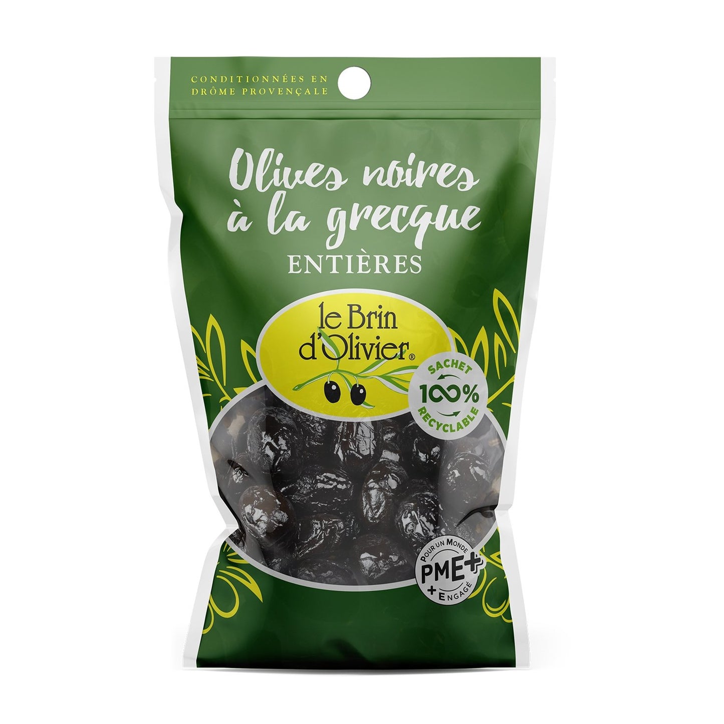 Olives Noires à la Grecque LE BRIN D'OLIVIER le sachet de 150 g net égoutté