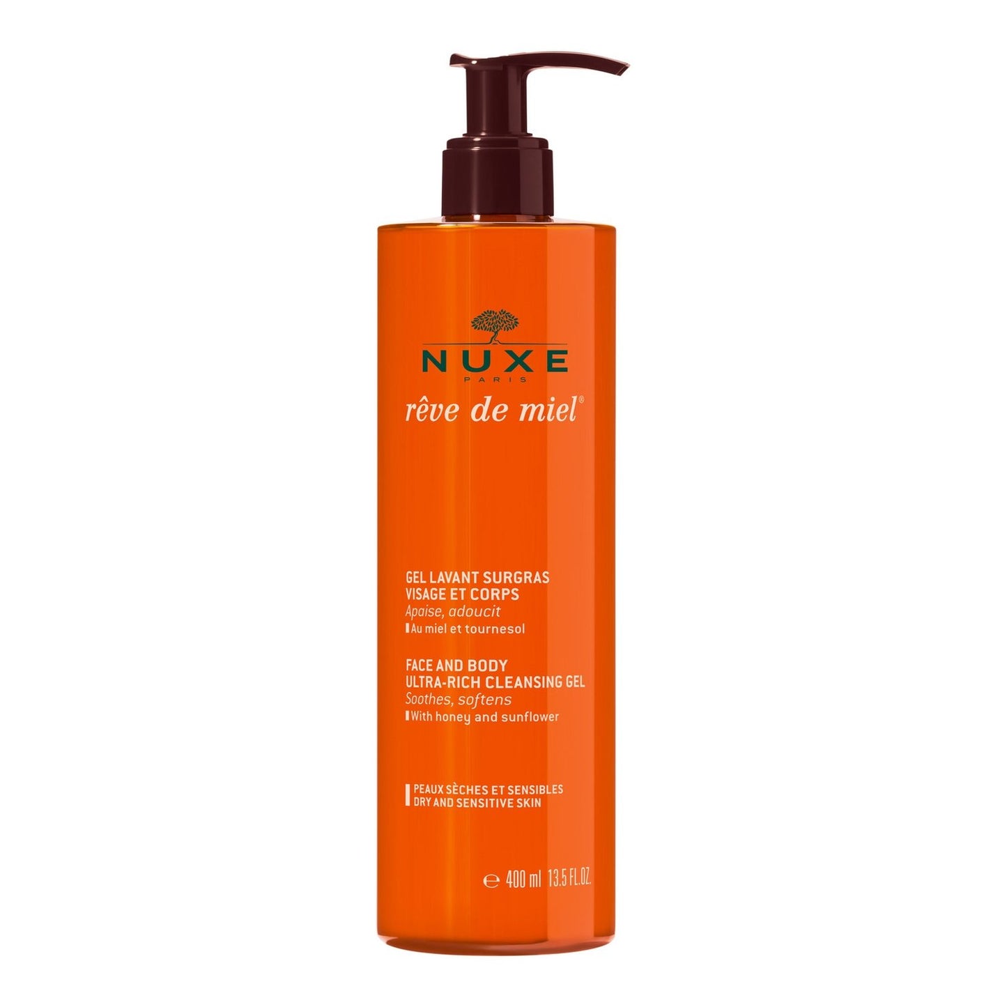 Gel Douche Peaux Sèches et Sensibles Apaise et Adoucit au Miel et Tournesol Rêve de Miel NUXE le flacon de 400mL