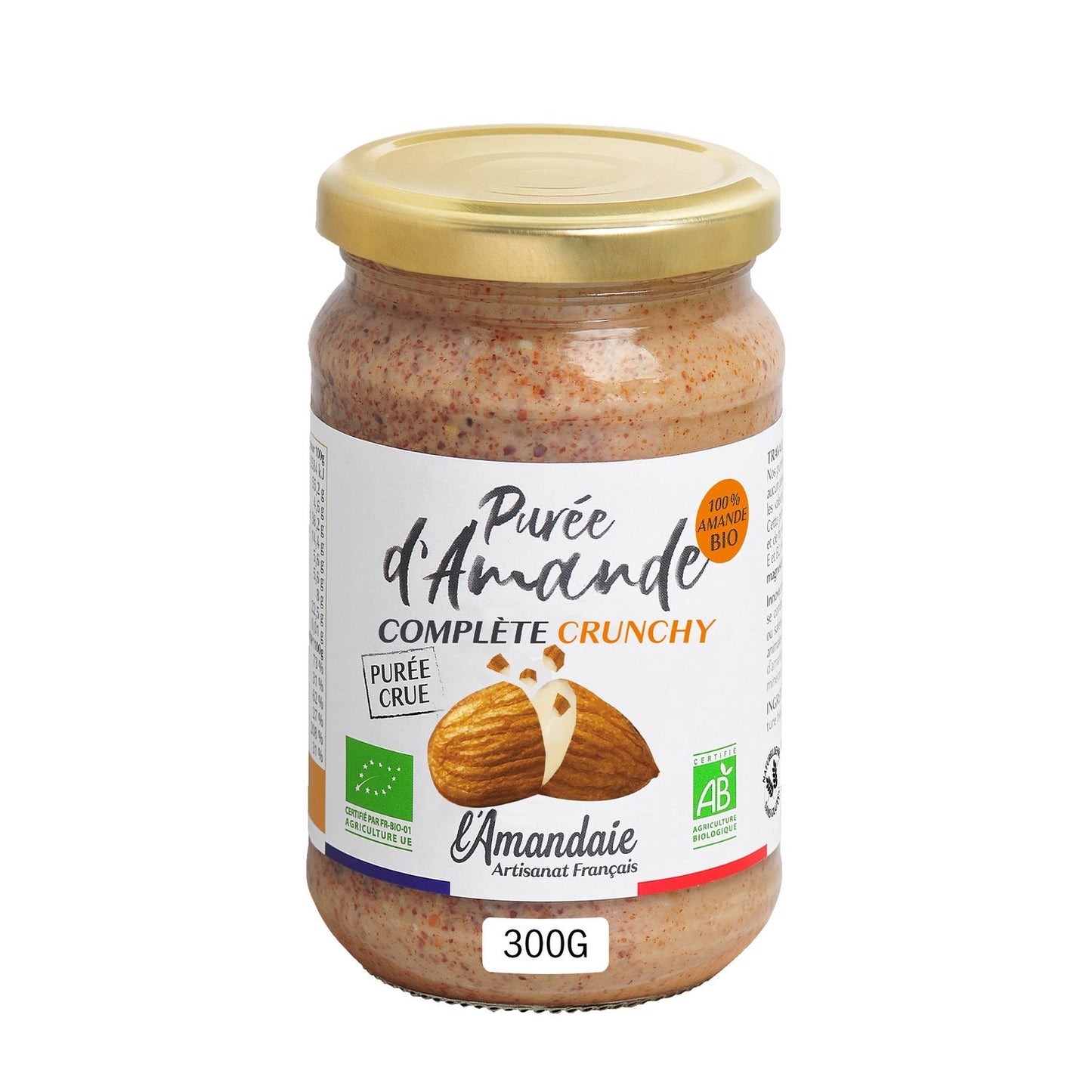 Organic Raw Crunchy Whole Almond Puree Spread L'AMANDAIE