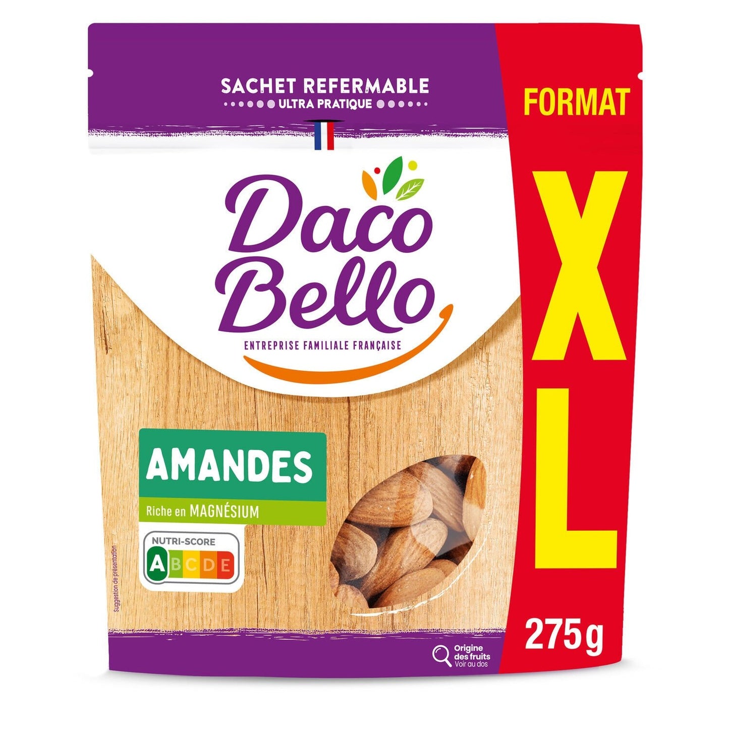 Amandes Décortiquées Format Familial DACO BELLO le sachet de 250g