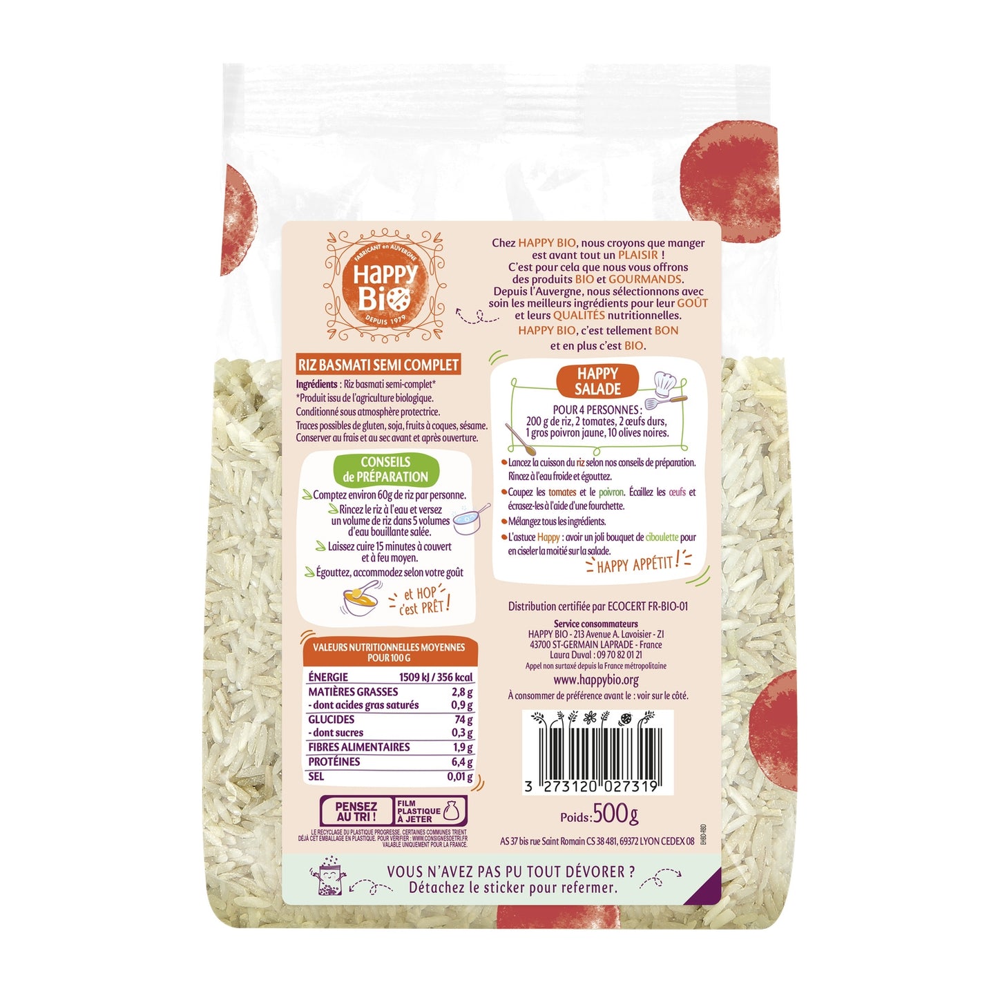 Bio-Halbvollkorn-Basmatireis HAPPY ORGANIC