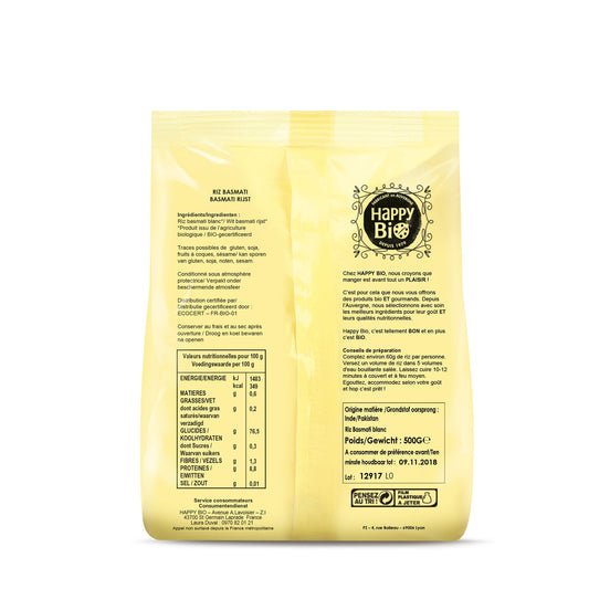 Riz Basmati Blanc Bio HAPPY BIO