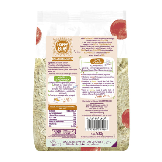 Riz Basmati Bio Complet HAPPY BIO