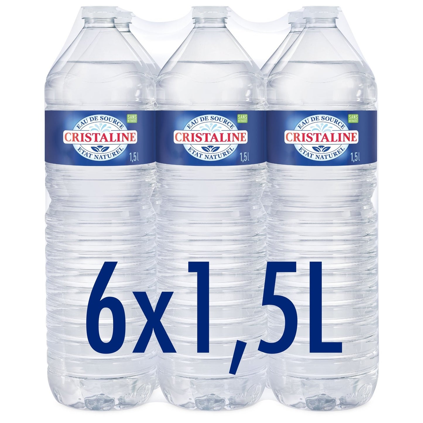 Eau de Source Plate CRISTALINE le pack de 6 bouteilles de 1,5L