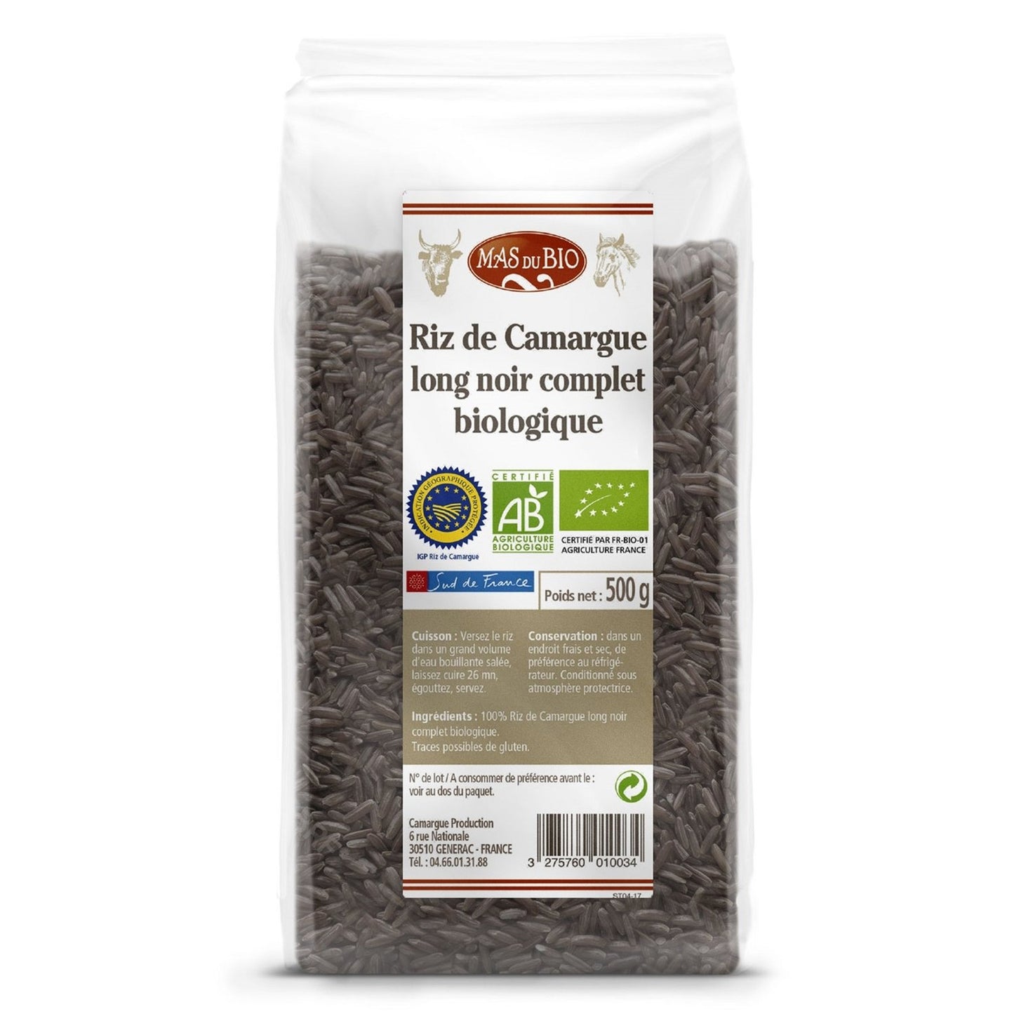 Arroz Longo Preto da Camargue Biológico MAS DU BIO