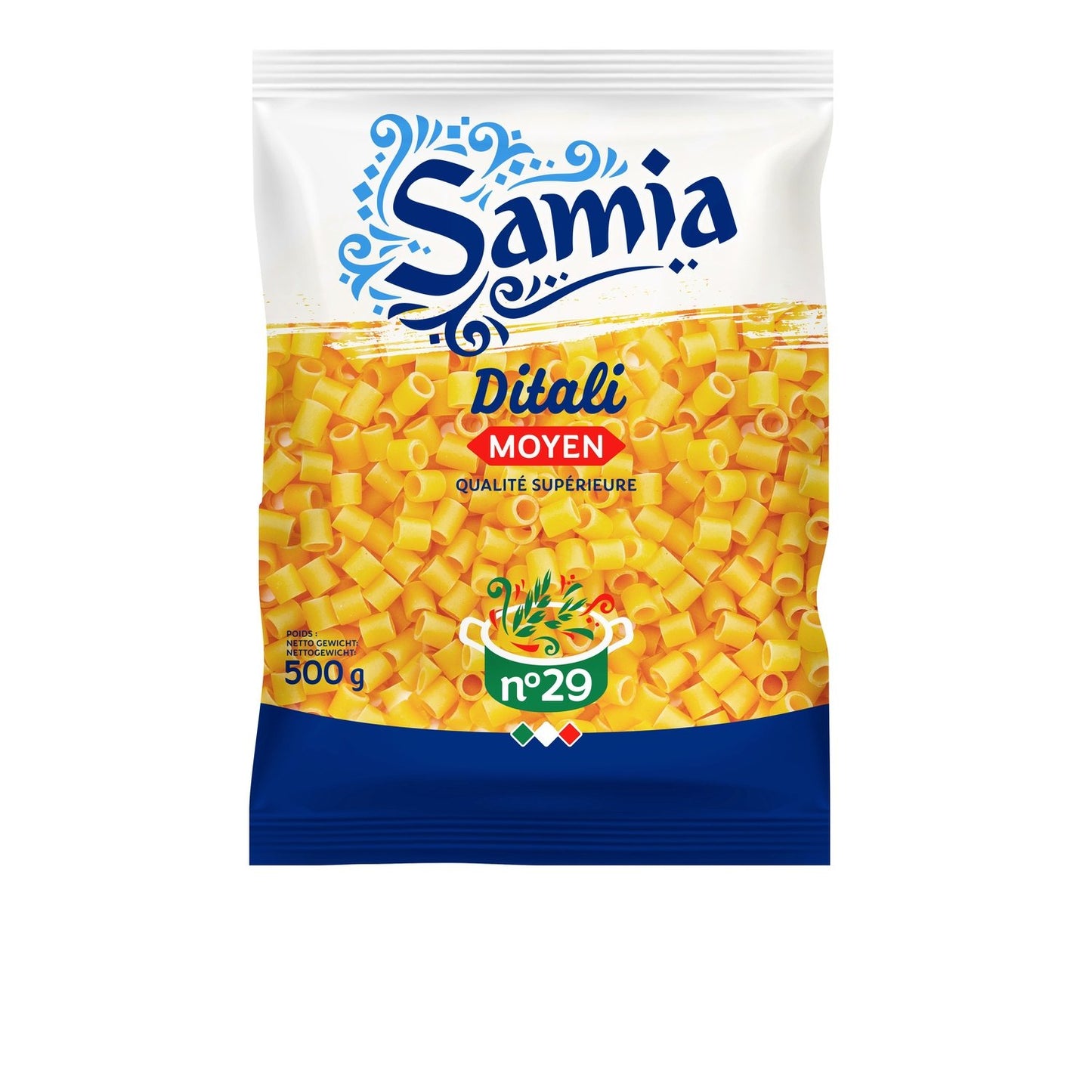 Pâtes Ditalini Lisci N°29 SAMIA le sachet de 500 g
