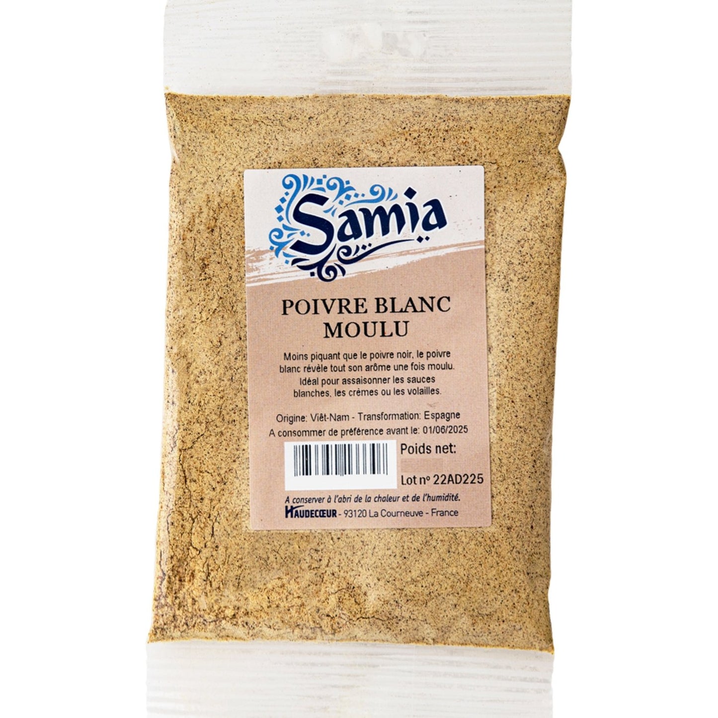 Poivre Blanc Moulu SAMIA le sachet de 500 g