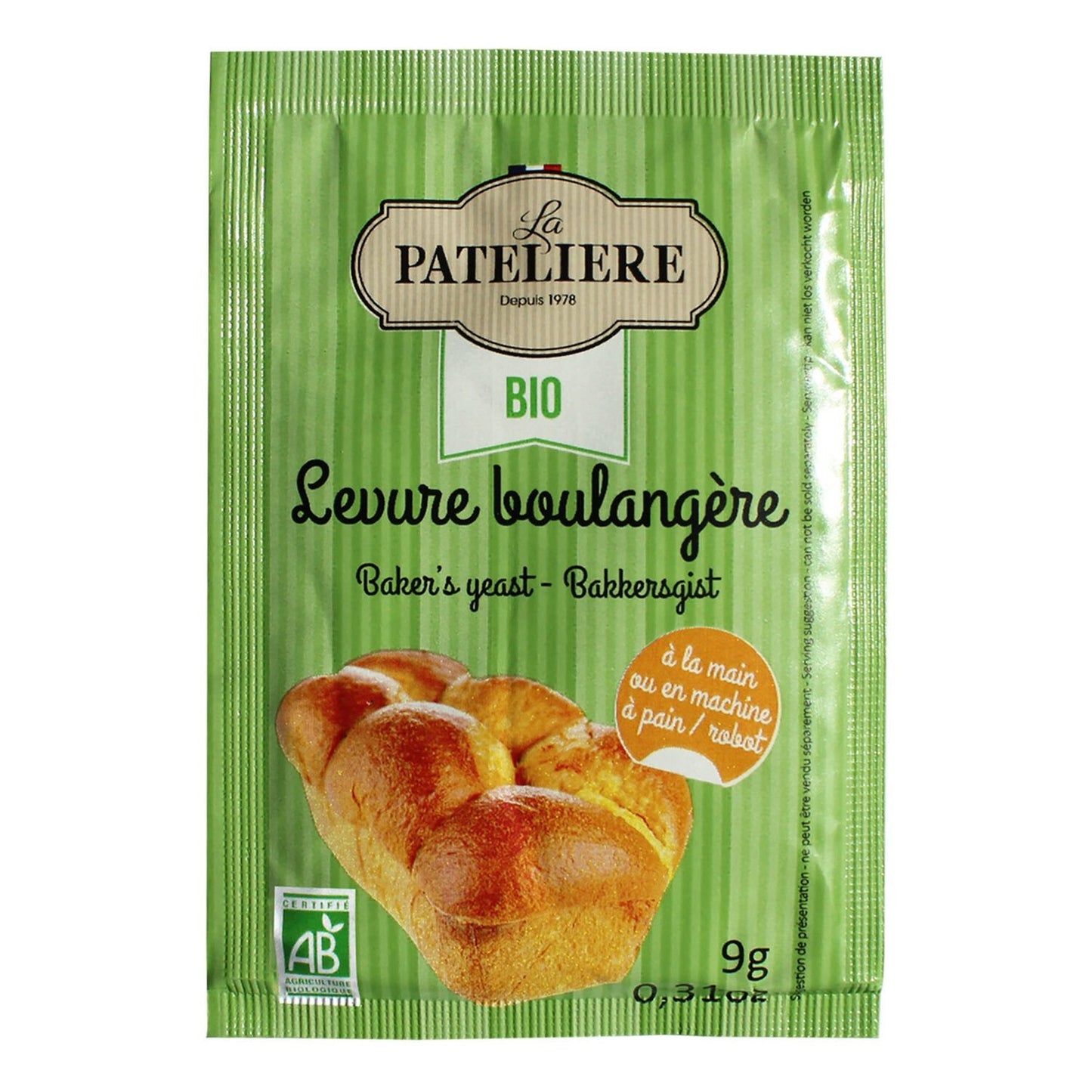 Levure Boulangère Bio LA PATELIERE les 3 sachets de 9g
