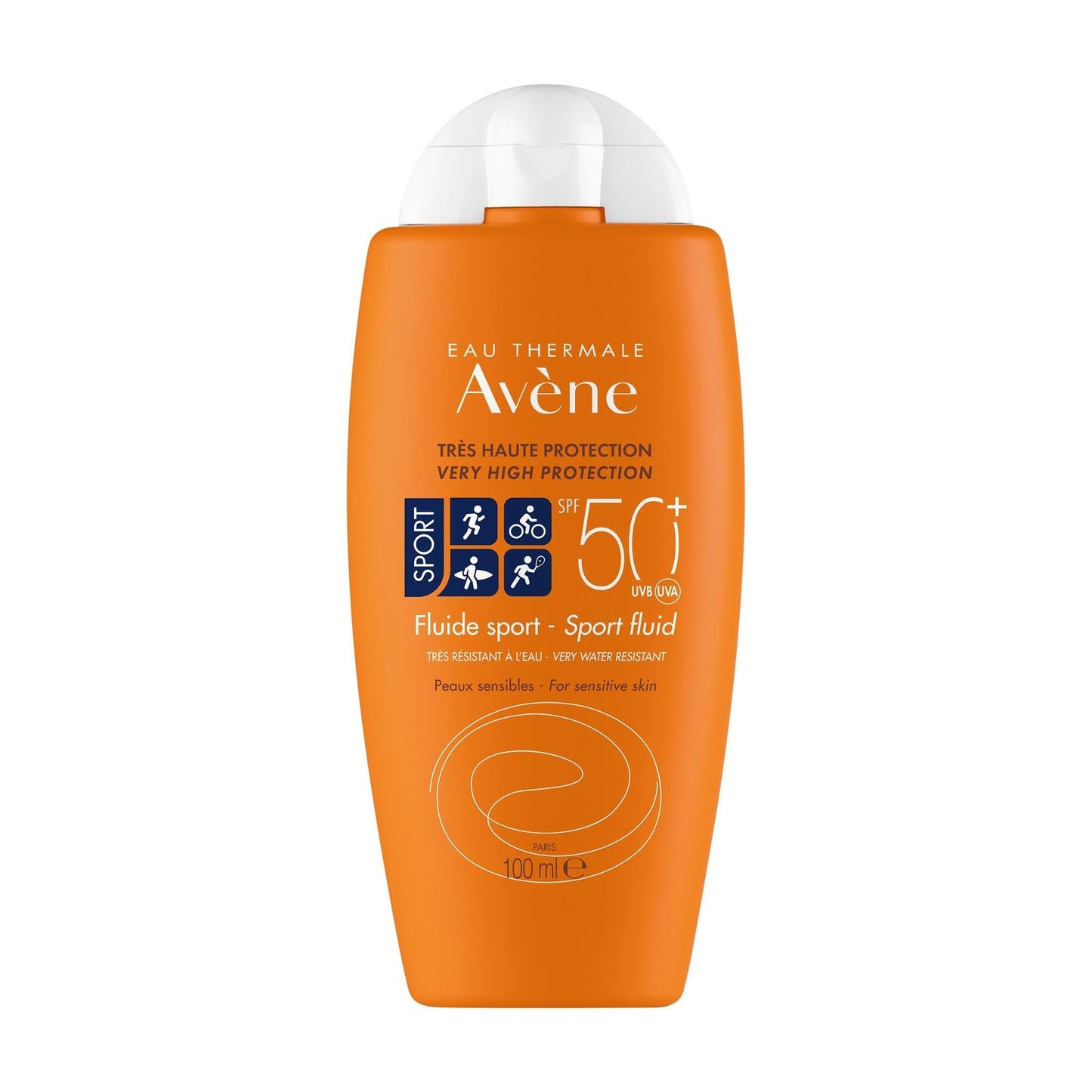 Crème Solaire Sport Visage Peau Sensible Très Haute Protection Spf 50+ Résistant à l'Eau et à la Sueur EAU THERMALE AVENE le flacon de 100mL