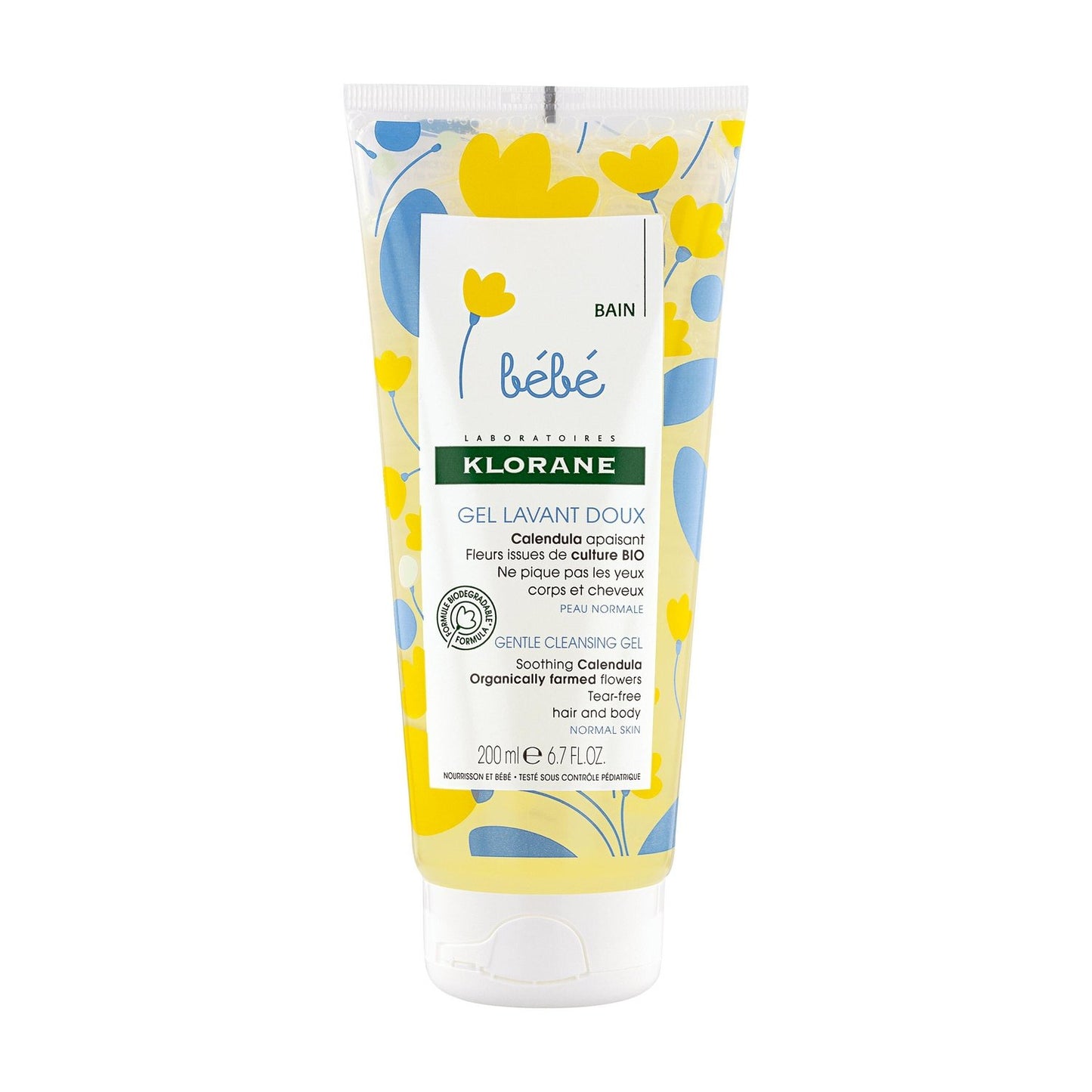 Gel Douche Bébé Doux Corps et Cheveux KLORANE le flacon de 200mL