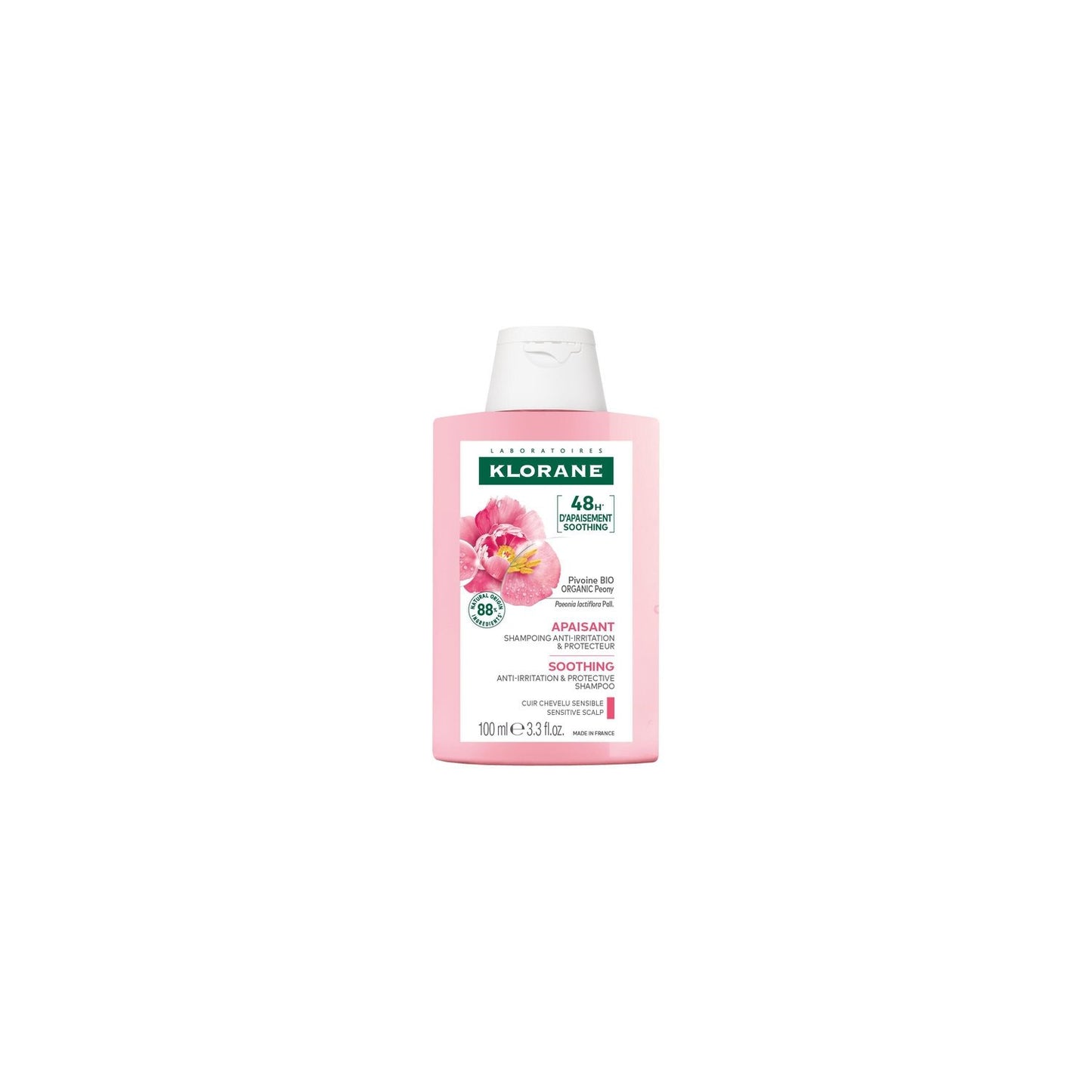 Shampoing Cuir Chevelu Sensible Apaisant à la Pivoine Bio KLORANE le shampoing de 100mL