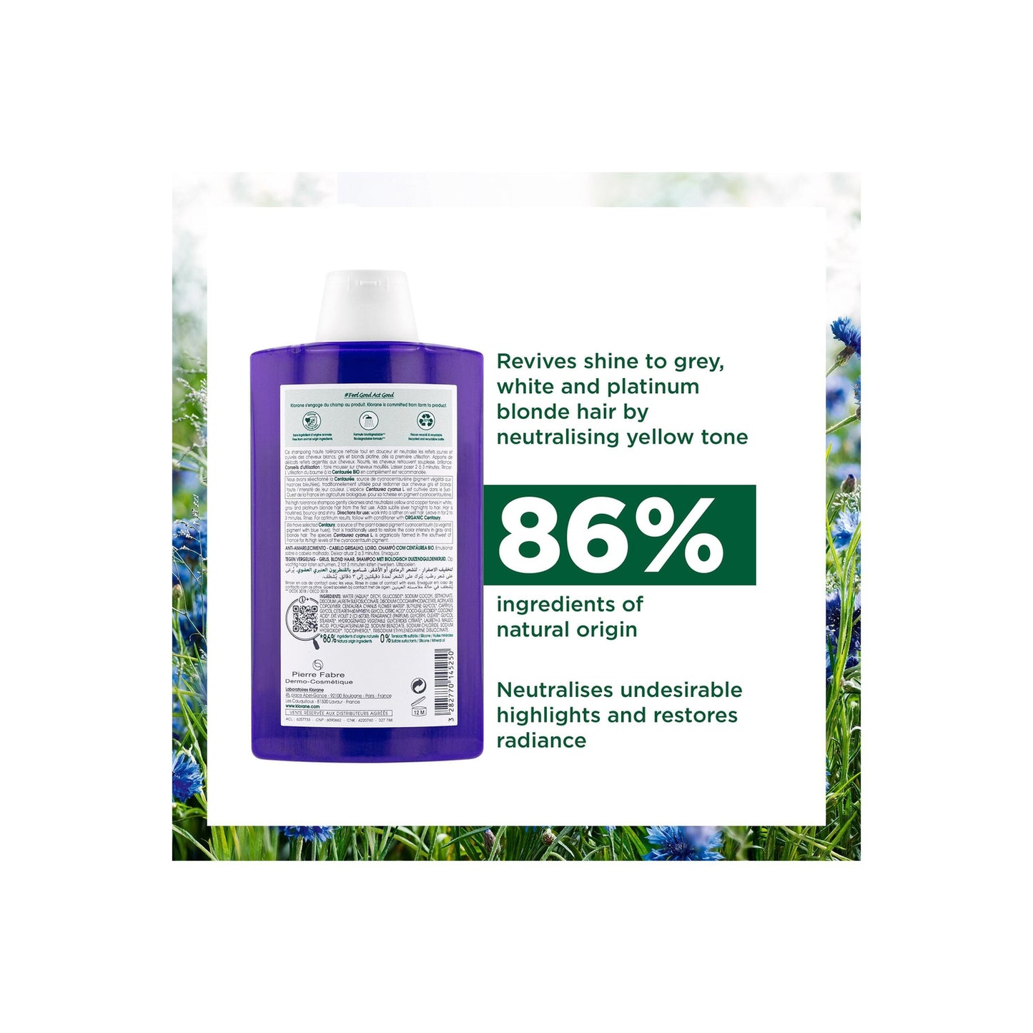 Shampoing Cheveux Gris Blond et Blancs Déjaunissant KLORANE