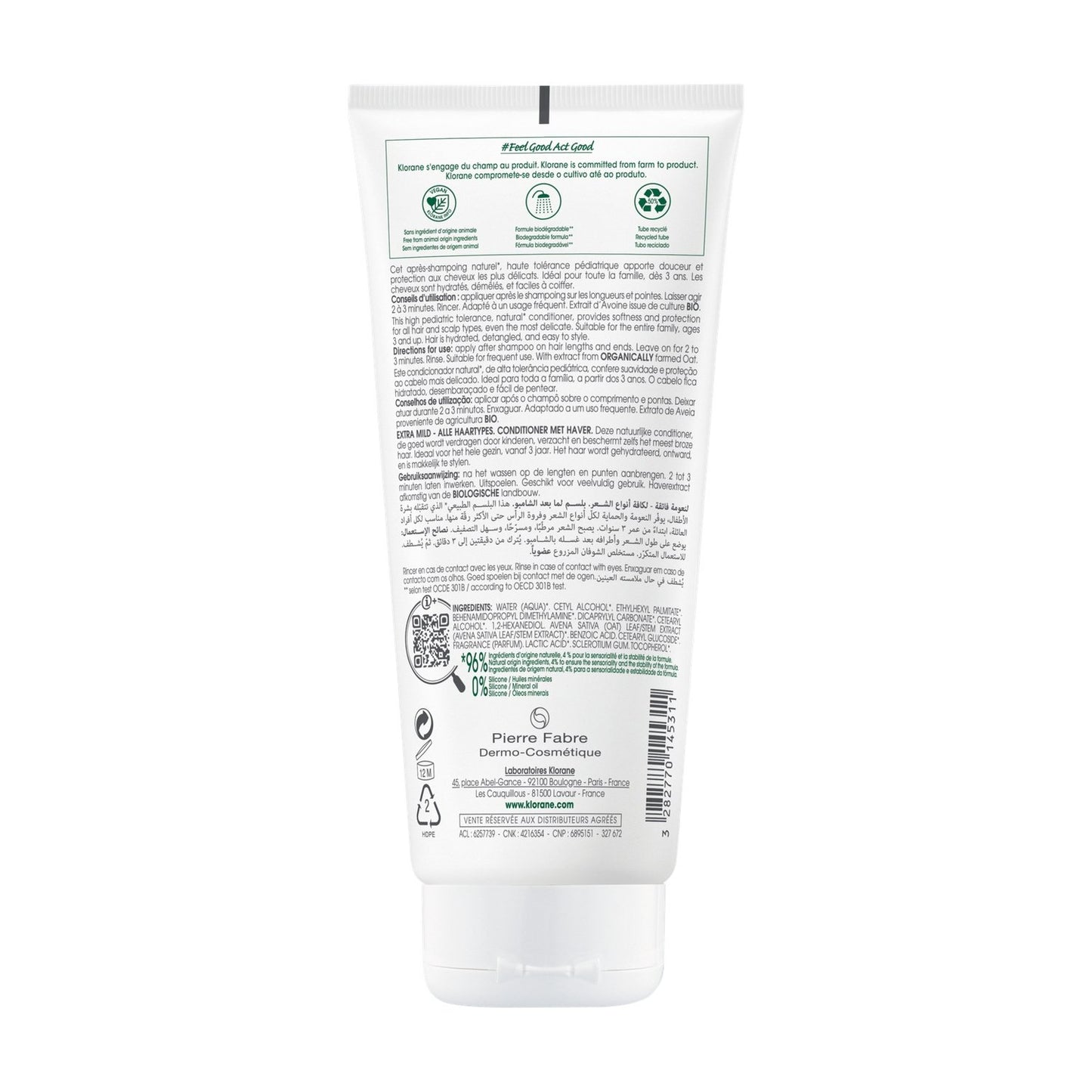 KLORANE Extra-Gentle Detangling Conditioner with Oat Milk