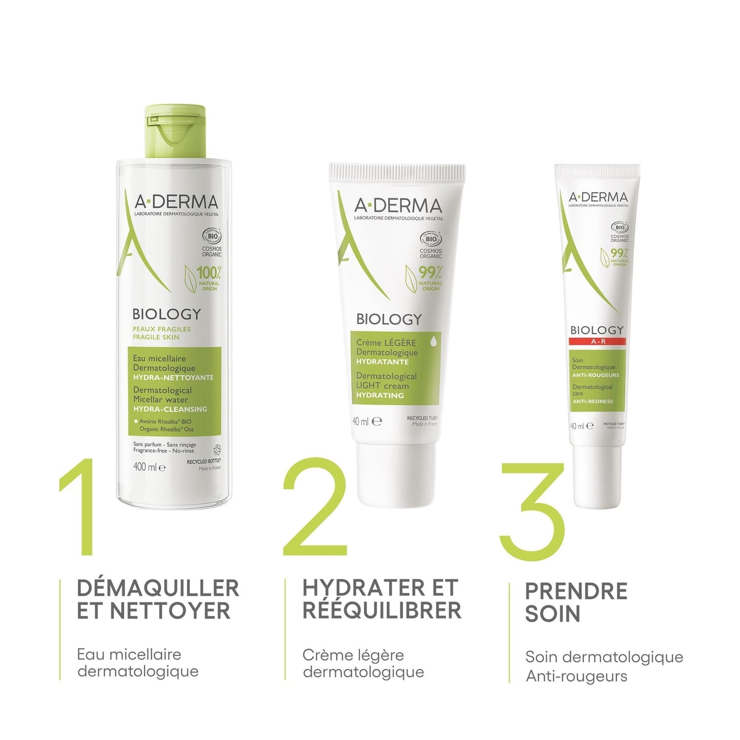 Eau micellaire Visage Yeux Peau Fragile Hydratante Nettoyante Biology A-DERMA