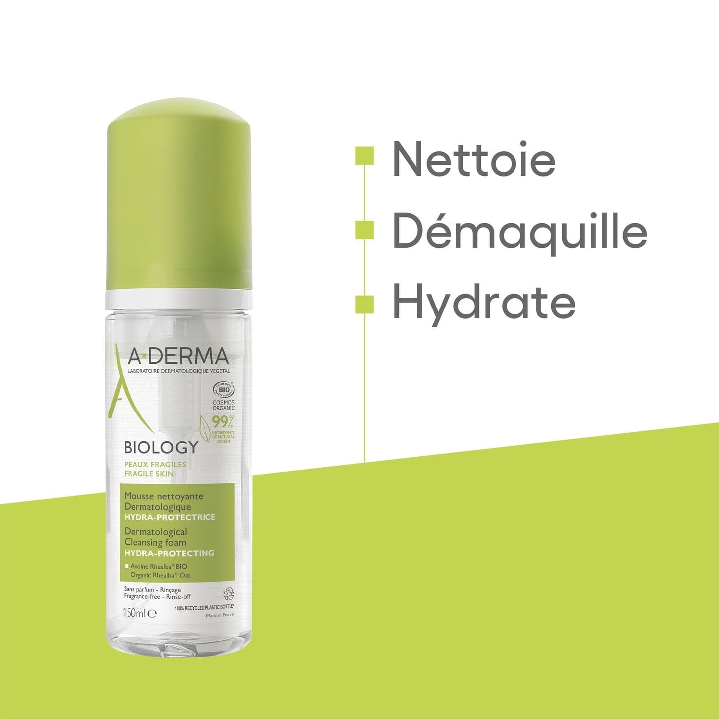 Mousse Visage Peau Fragile Démaquillante Hydra-Protectrice Biologie A-DERMA