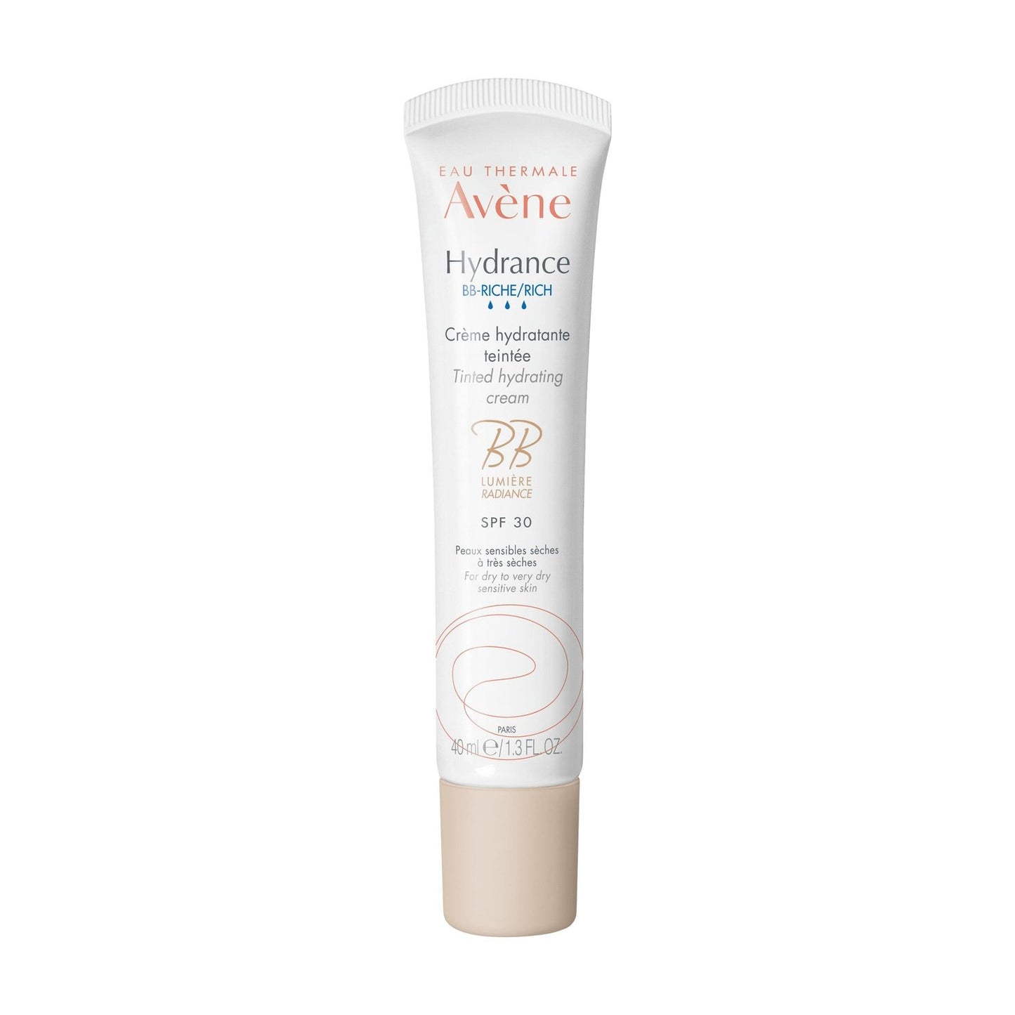 Crème Teintée Hydratante Visage Femme Peau Sensible Sèche à Très Sèche Hydrance Bb Riche Spf 30 EAU THERMALE AVENE le tube de 40 ml