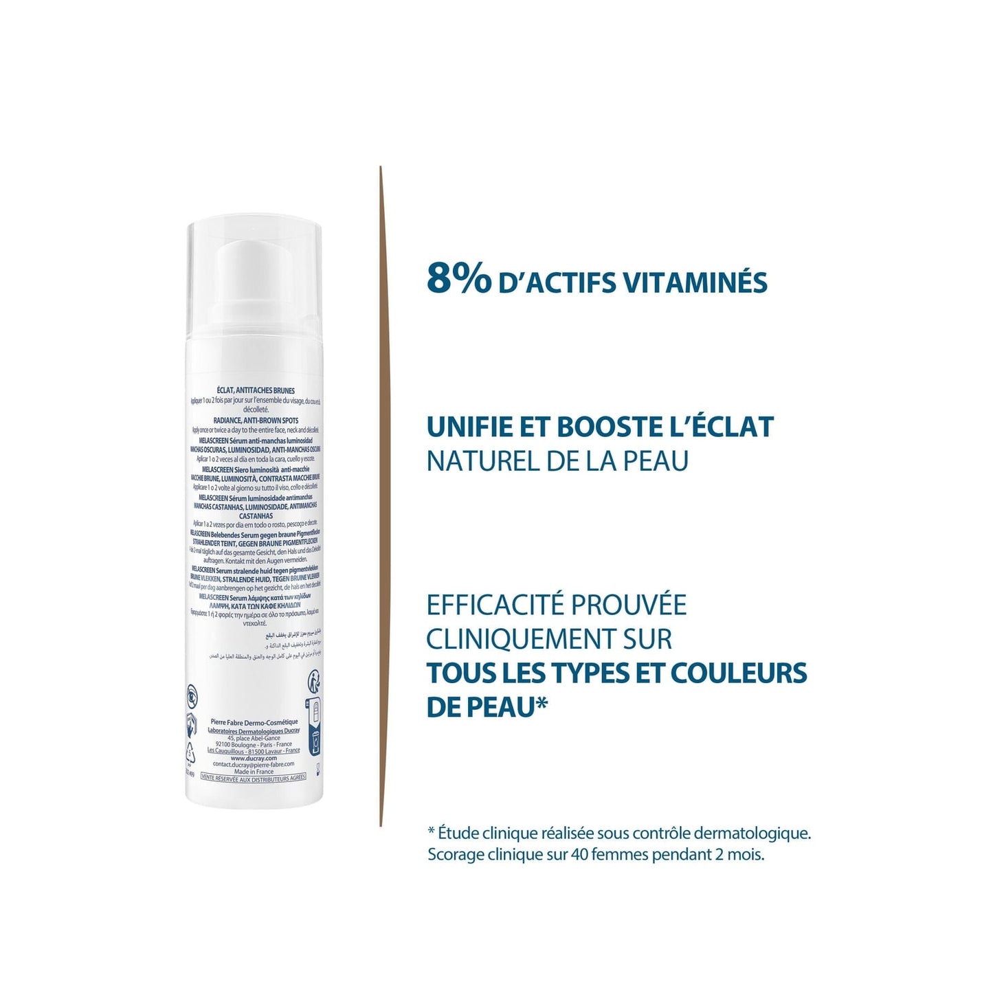 Sérum Visage Femme Anti-tâches Unifie le Teint et Booste l'Eclat Naturel Melascreen DUCRAY