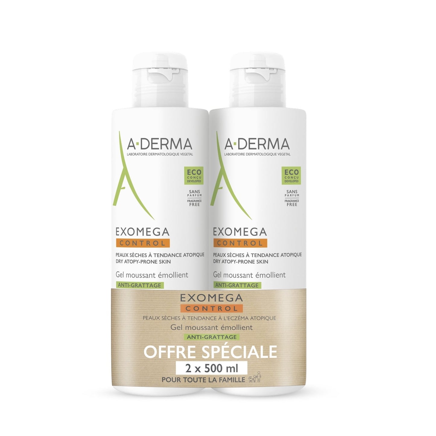 Gel douche Visage et Corps Peaux Sèches à Tendance à l'Eczéma Atopique Moussant Emollient Exomega Control A-DERMA