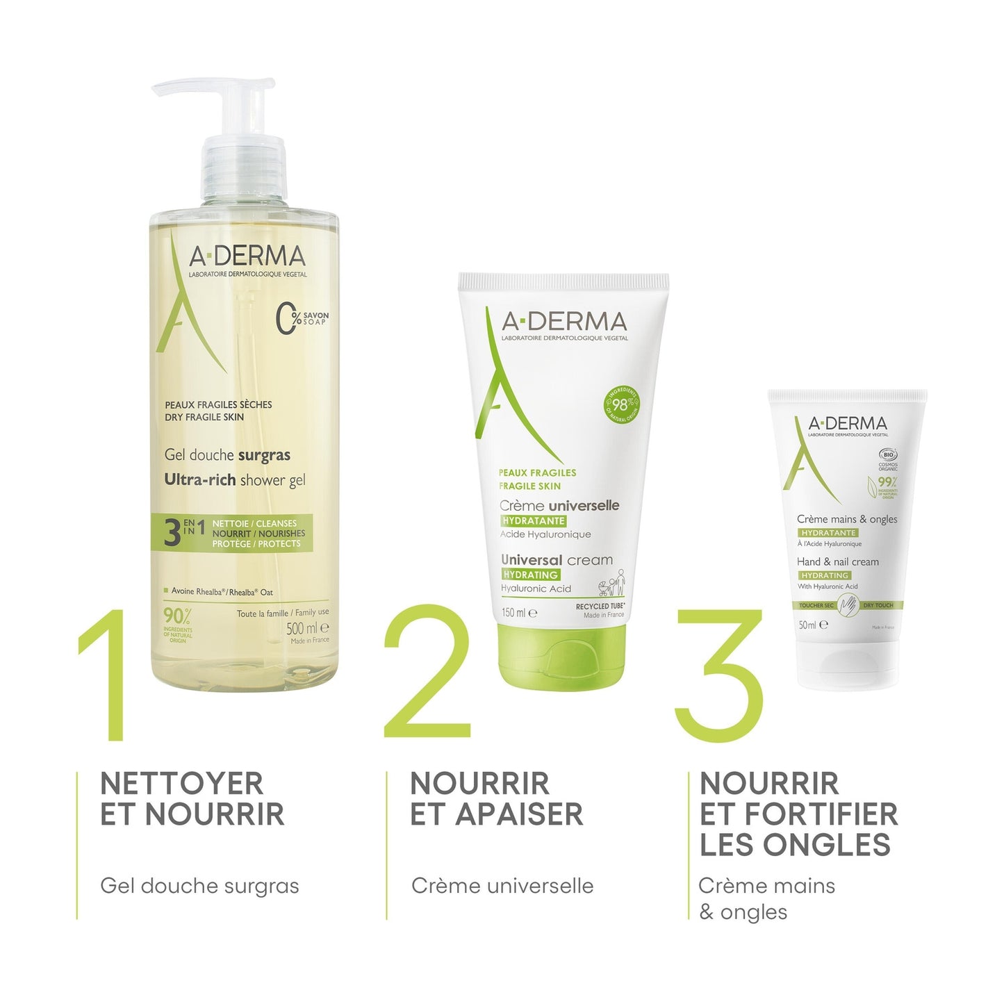 Gel douche Peaux Fragiles et Sèches Surgras Visage et Corps A-DERMA