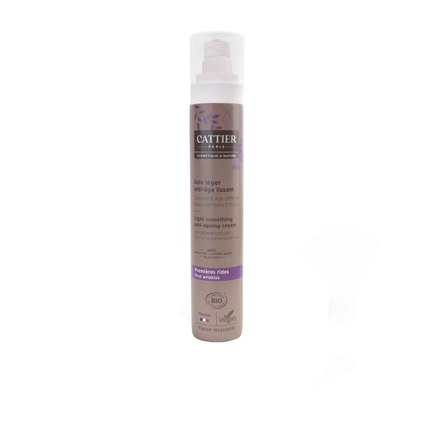 Crème de Jour Visage Femme Anti-Rides Lissant et Eclat Bio CATTIER le flacon de 50mL