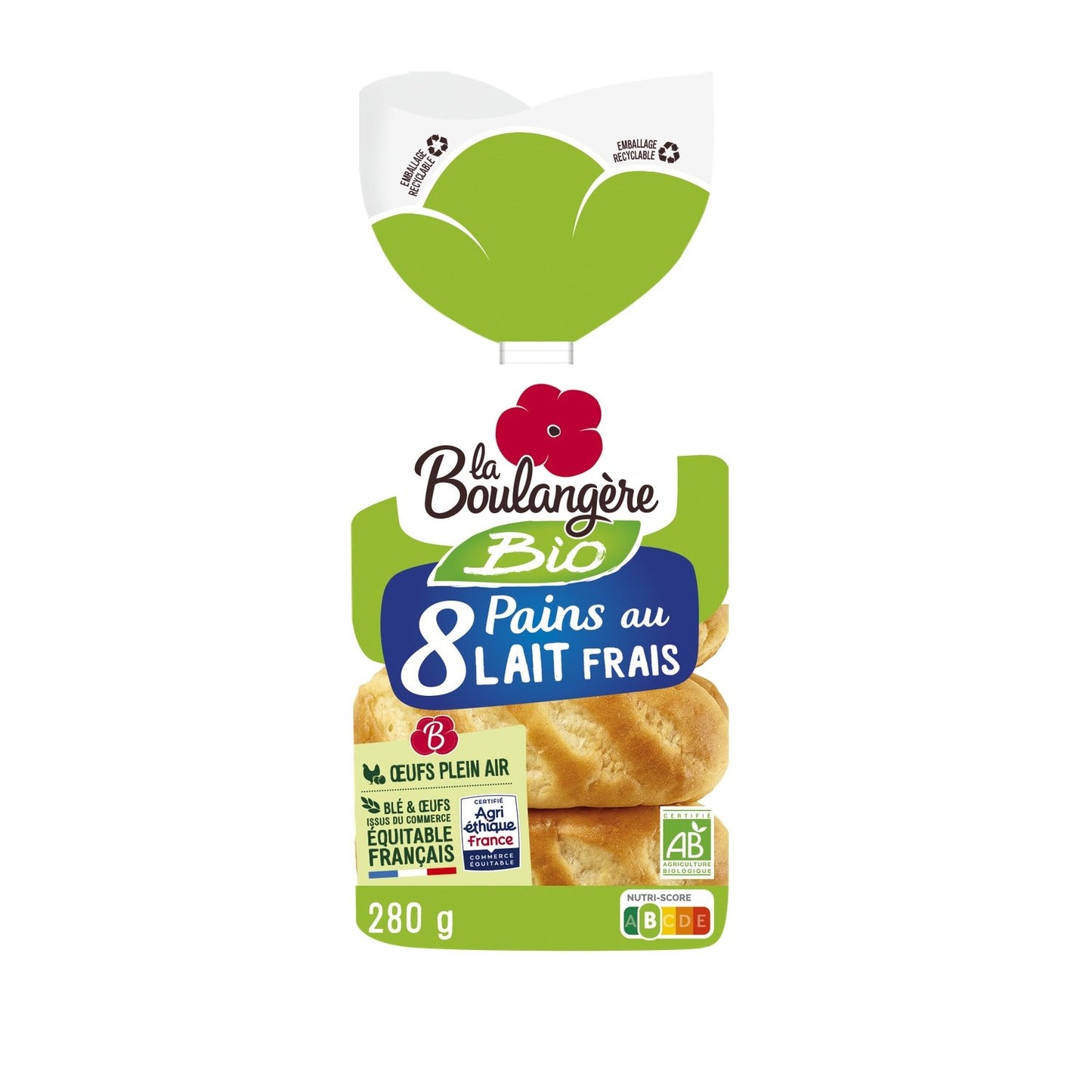 Pains au Lait Bio LA BOULANGERE le paquet de 8 - 280 g