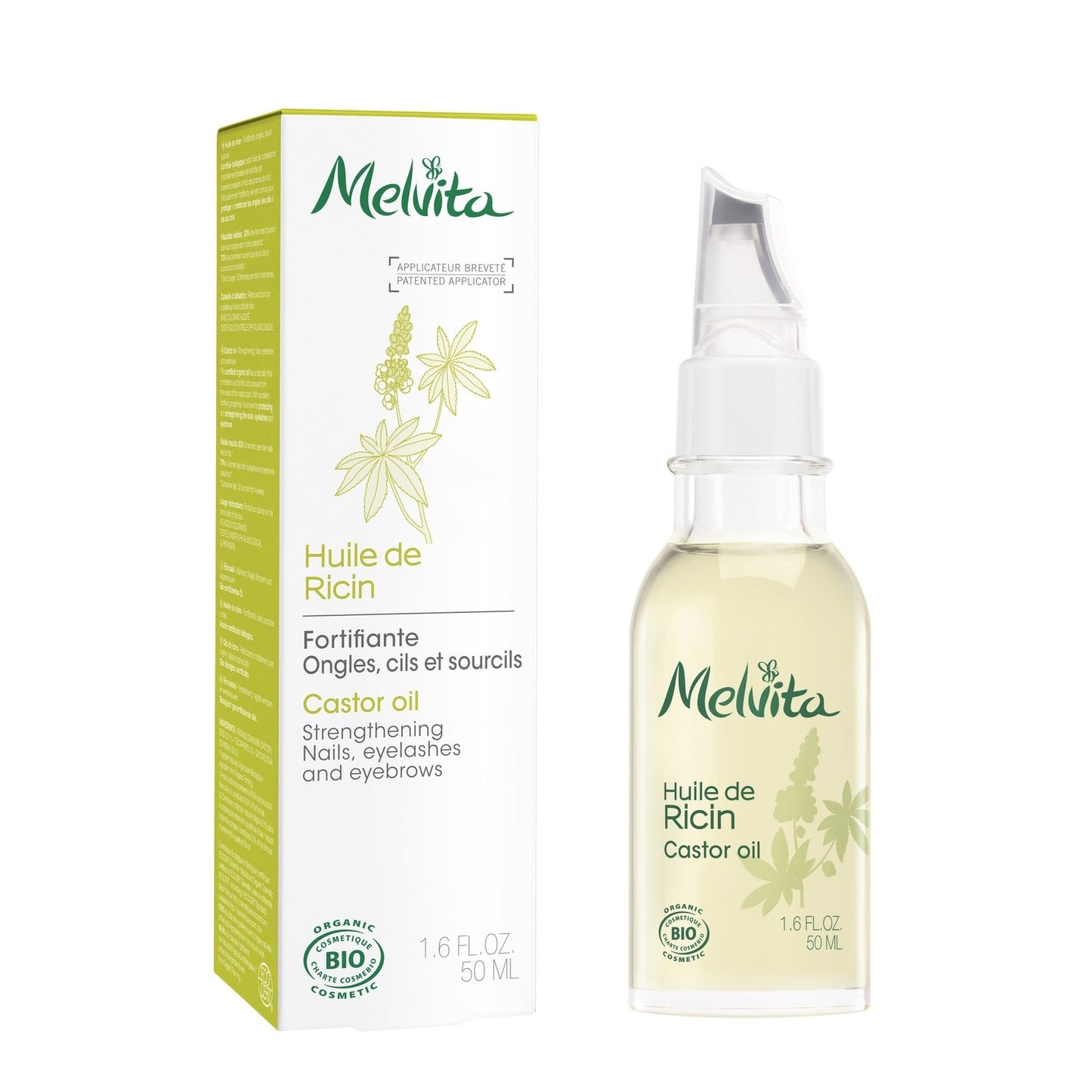Huile Cheveux Ongles Cils Fortifiante Protectrice Anti-Oxydante Ricin Bio MELVITA le flacon de 50mL