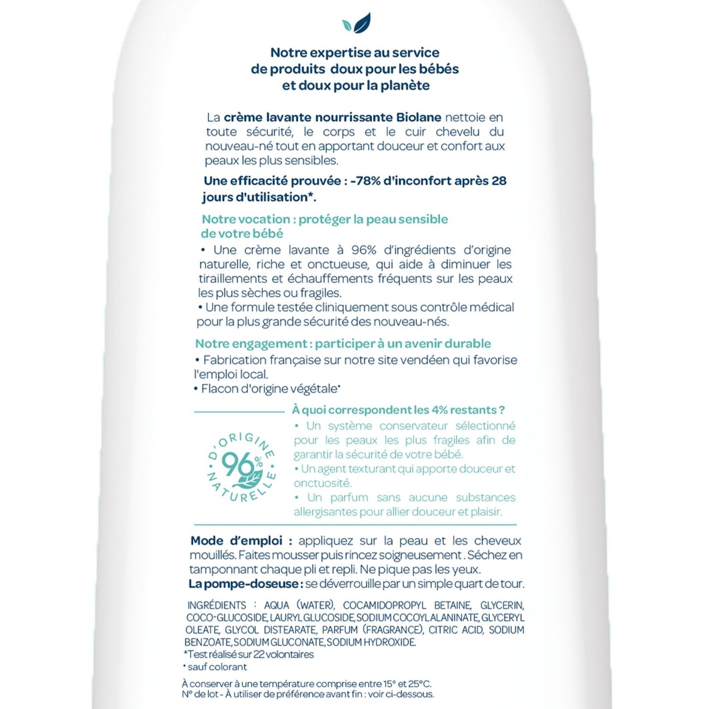 BIOLANE Nourishing Baby Cleansing Cream for Body and Hair for Sensitive Skin