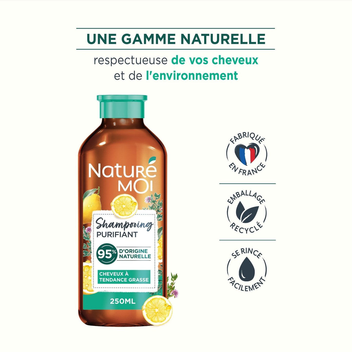 Purifying Shampoo for Oily Hair with Organic Thyme and Lemon from Provence NATURE MOI