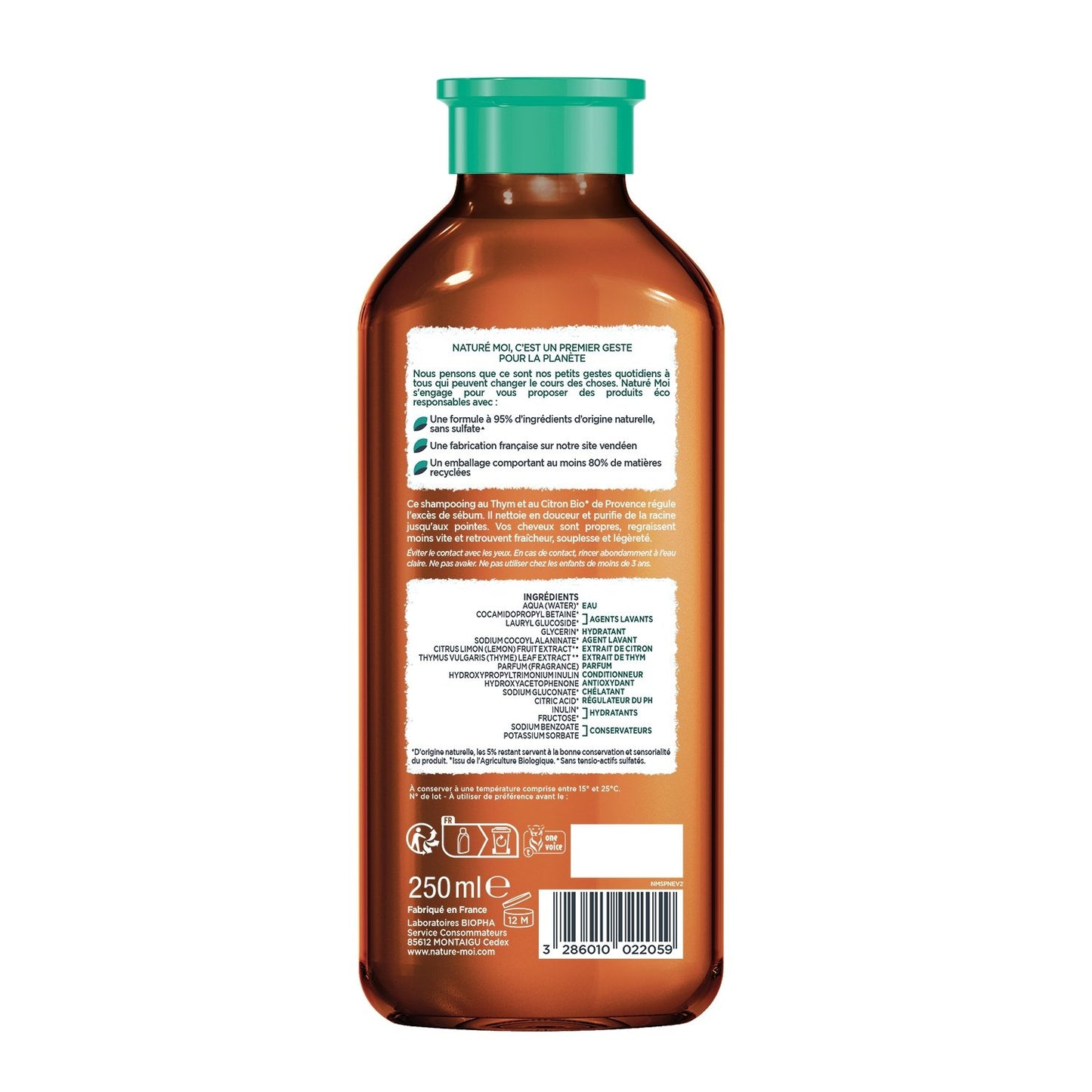 Purifying Shampoo for Oily Hair with Organic Thyme and Lemon from Provence NATURE MOI