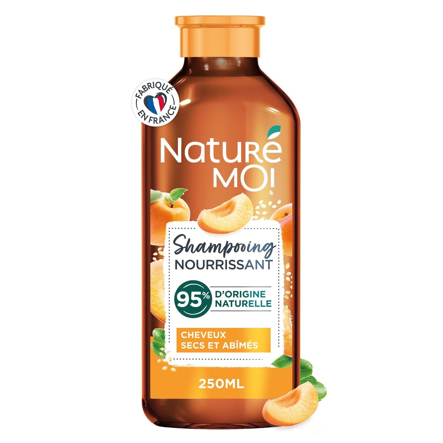 Shampoing Nourrissant Cheveux Secs et Abîmés Abricot Bio et Huile de Sésame Bio NATURE MOI le flacon de 250mL