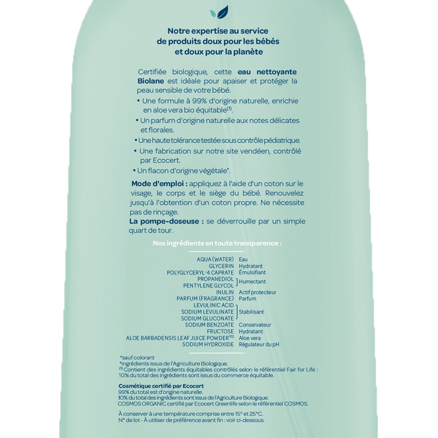 BIOLANE Organic Baby Cleansing Water