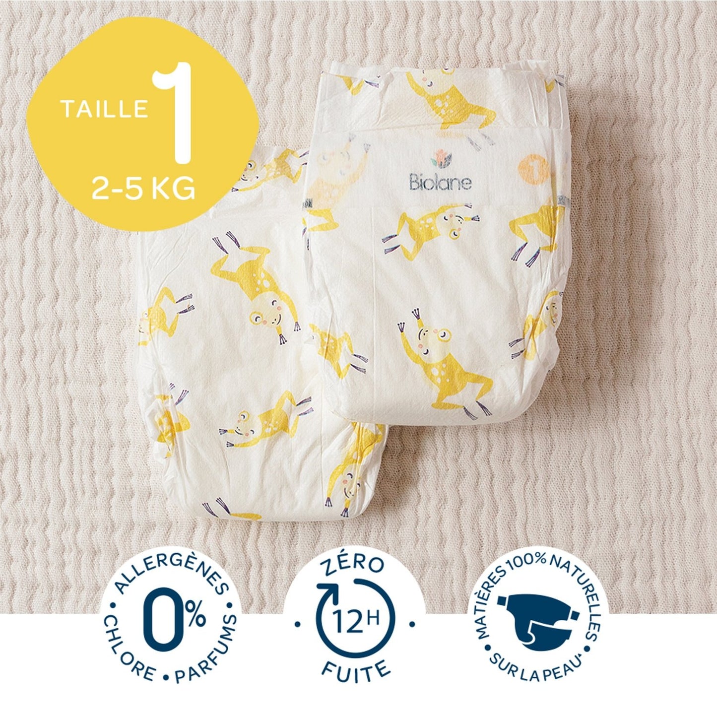 Baby Diapers Size 1 2-5kg Natural BIOLANE